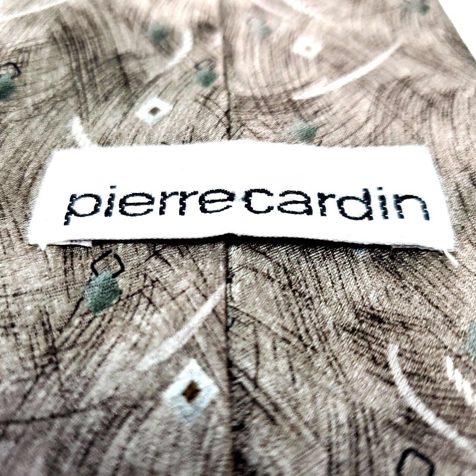 Pierre Cardin Pierre Cardin Silk Tie Beige Abstract Wide Size ONE SIZE - 4 Thumbnail