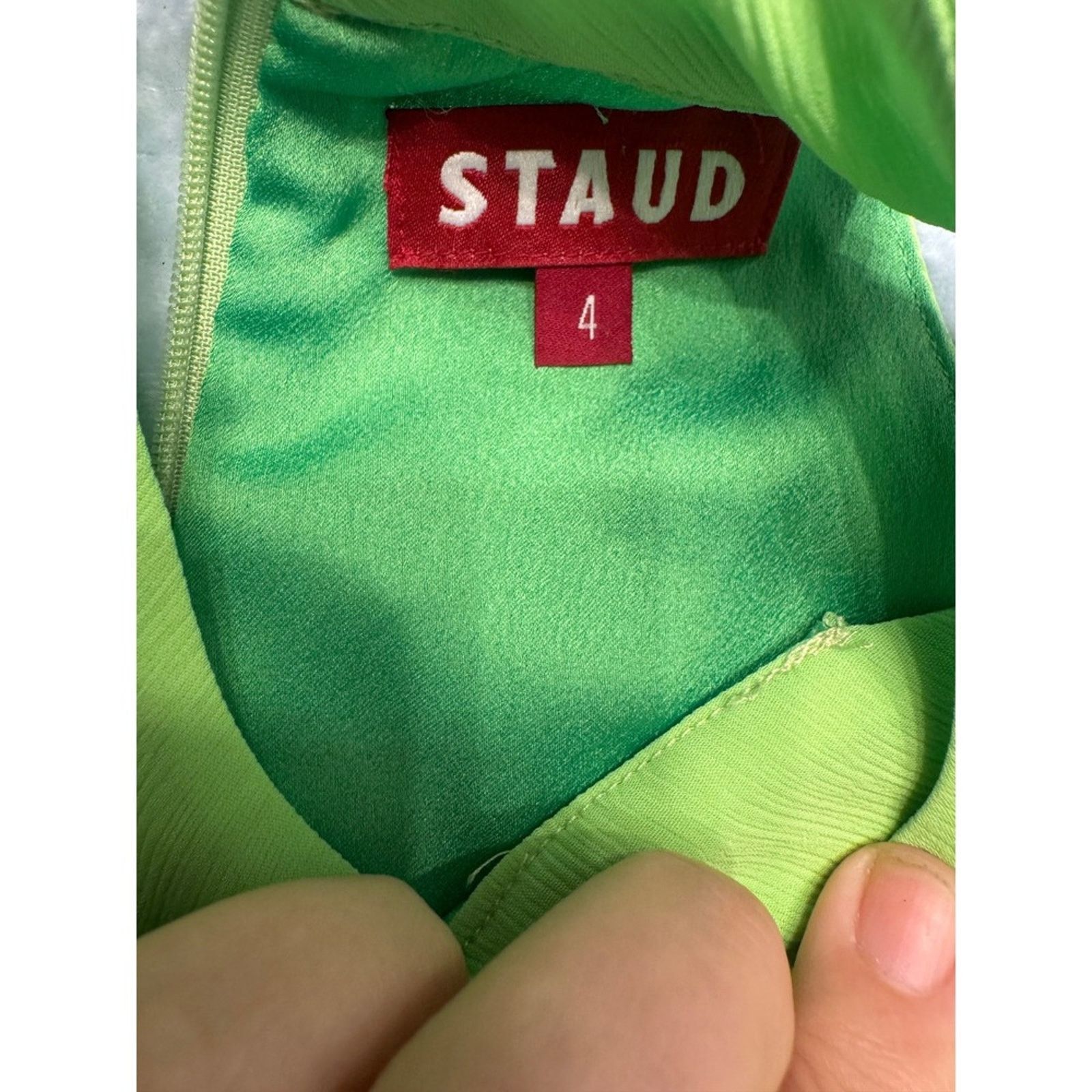 Staud STAUD Women's Green Halter Mini Ruched Fitted Party size 4 Size S / US 4 / IT 40 - 4 Thumbnail