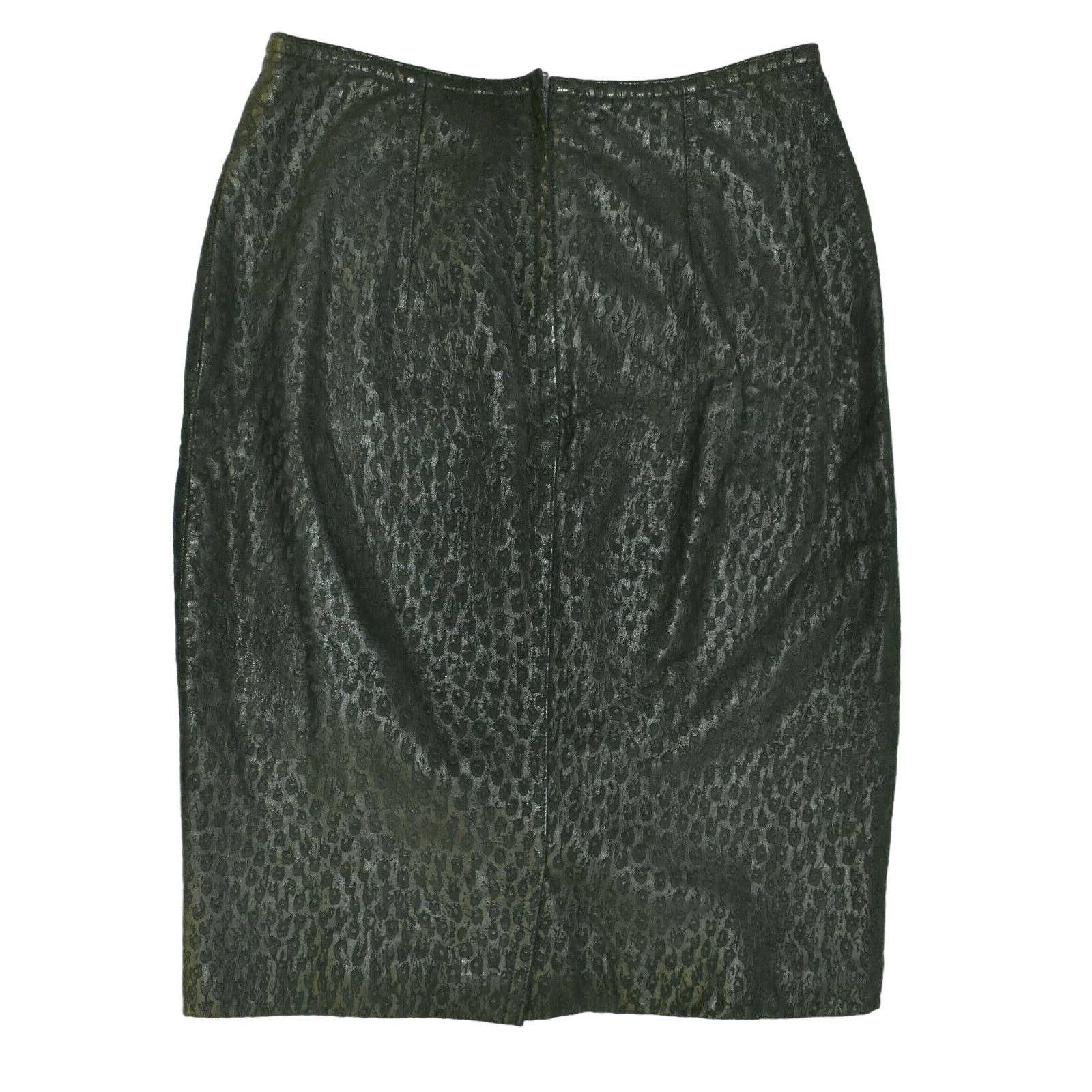 Bruno Magli A6 Vintage BRUNO MAGLI Textured Leather Pencil Skirt Size 12 Size 34" / US 12 / IT 48 - 2 Thumbnail