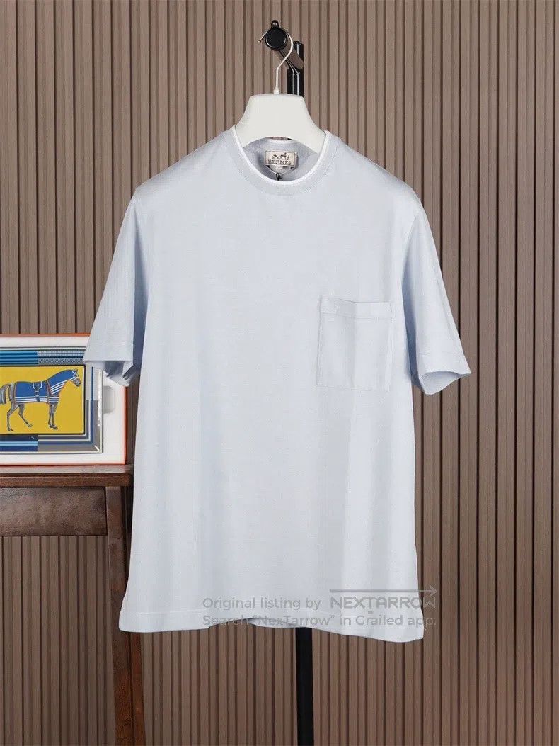 Hermes Hermes Light Blue-Grey Short Sleeve T-Shirt Size US L / EU 52-54 / 3 - 1 Thumbnail