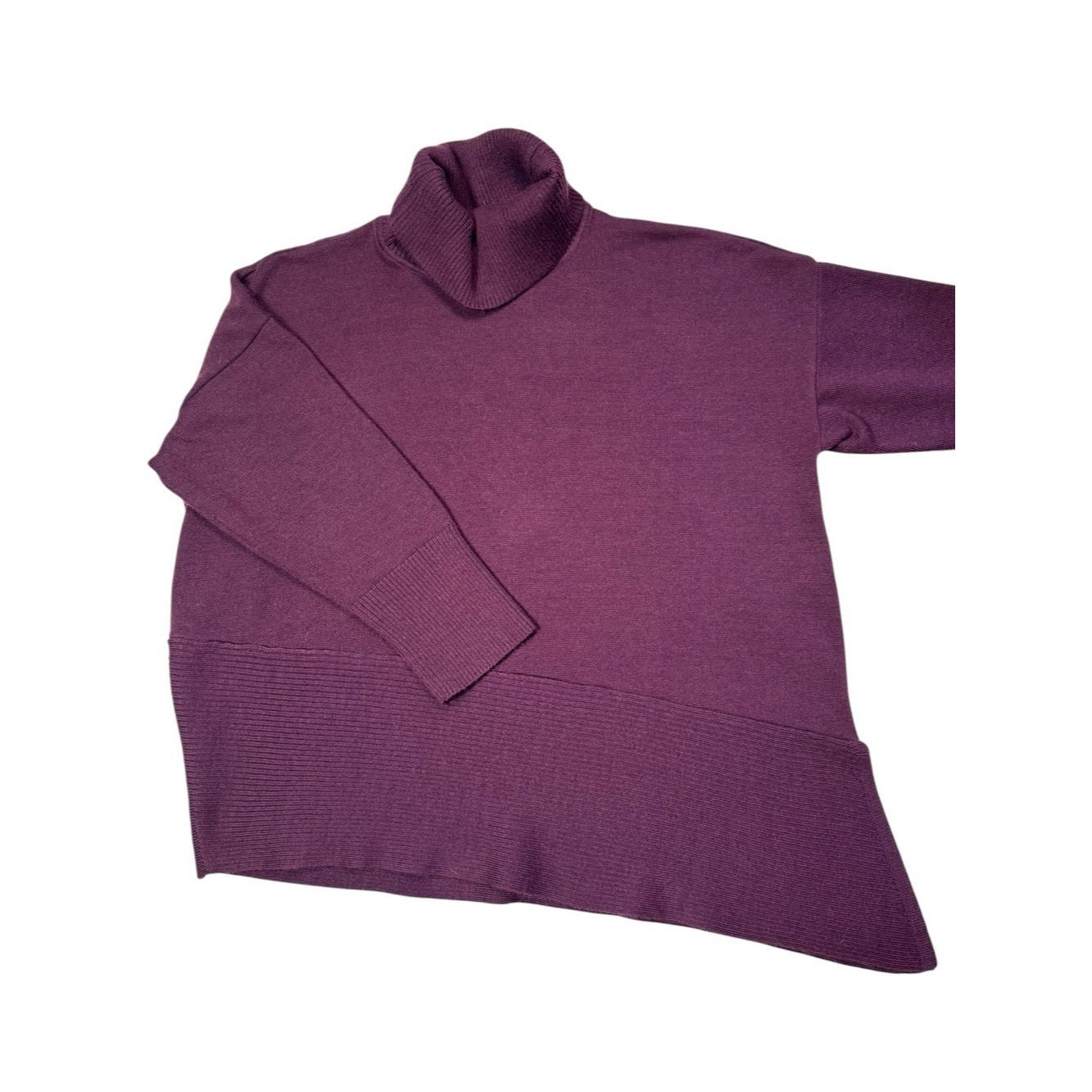 Chicos Chico's Plum Asymmetric Cowl Neck Tunic Sweater Size 4 US X Size XXL / US 16-18 / IT 52-54 - 2 Thumbnail