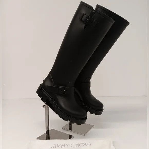 Jimmy Choo Jimmy Choo Yael Buckled Rubber Knee High Rain Boots-EU36/US6 Size US 6 / IT 36 - 1 Thumbnail