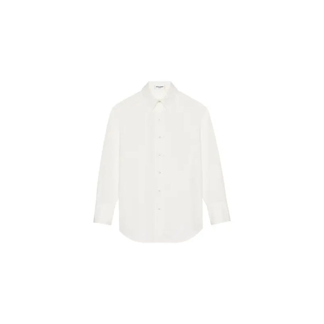 Saint Laurent Paris oc11z0126 789413 Oversized Shirt in Poplin in White Size M / US 6-8 / IT 42-44 - 1 Thumbnail