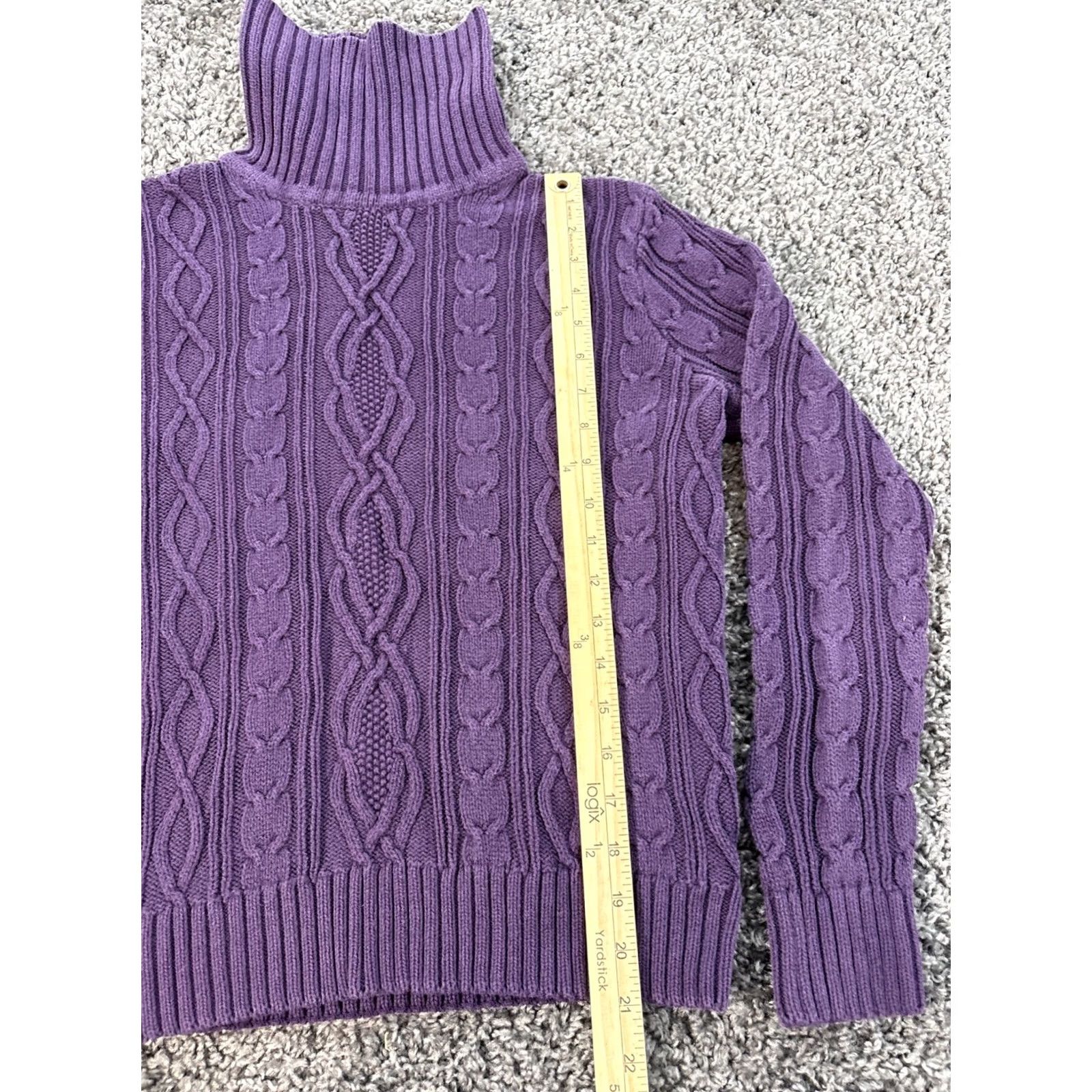 Vintage Vintage Pria Turtleneck Sweater Womens Medium Purple Chunky Cable Knit 90s Size M / US 6-8 / IT 42-44 - 2 Thumbnail
