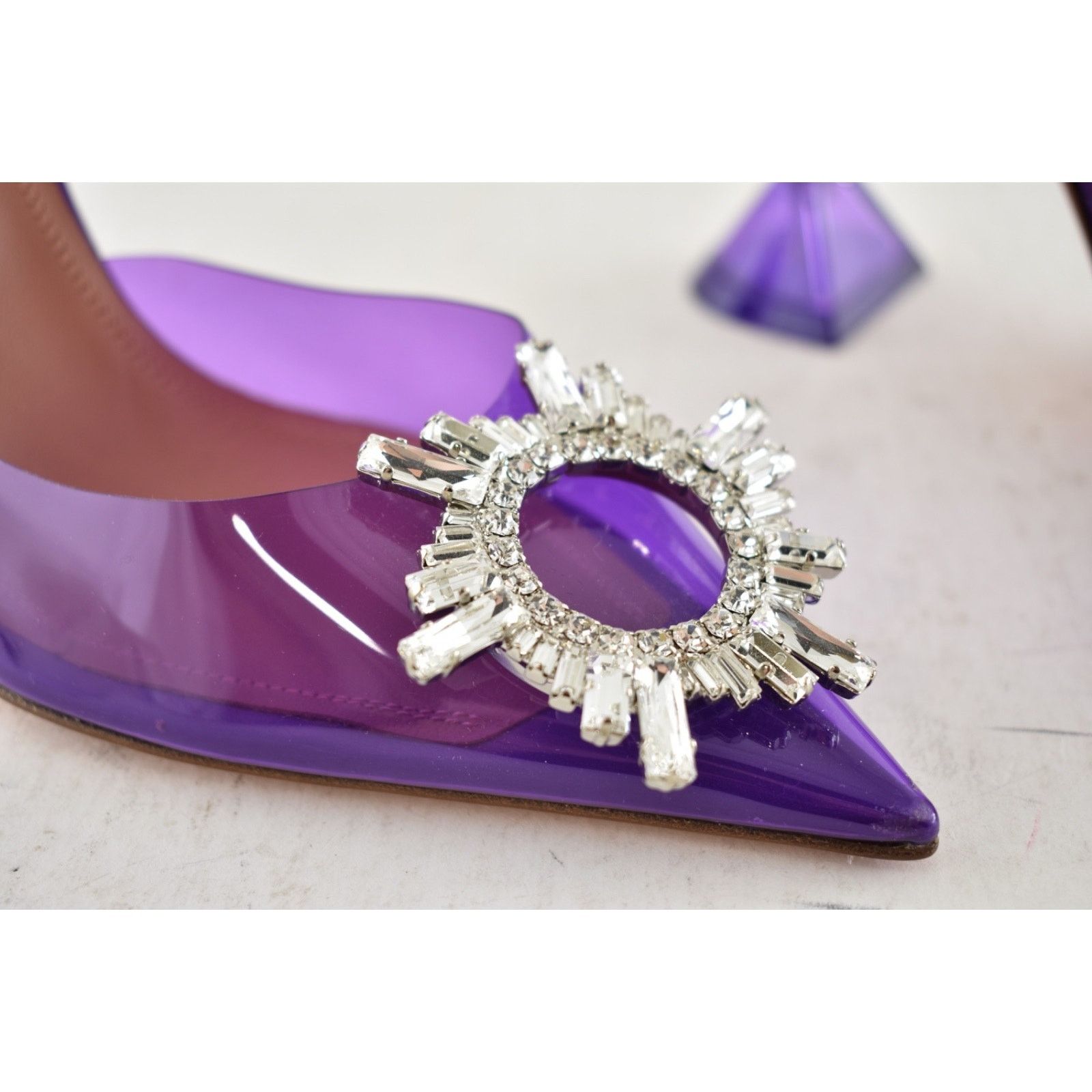 Amina Muaddi Amina Muaddi 95 Begum Glass PVC Purple Slingback Size US 8 / IT 38 - 9 Thumbnail