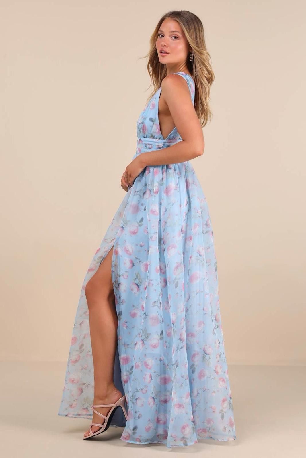 Lulus Lulus Garden Romance Blue Floral Print Organza Large NWT Size L / US 10 / IT 46 - 3 Thumbnail