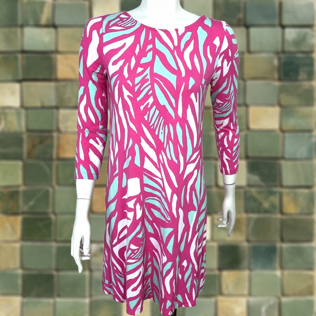 Lilly Pulitzer Lilly Pulitzer Ophelia Swing Dress Multicolor Geometric Womens Sleeveless Round Neck A-Line Knee Length Small Regular Size S Size S / US 4 / IT 40 - 1 Thumbnail