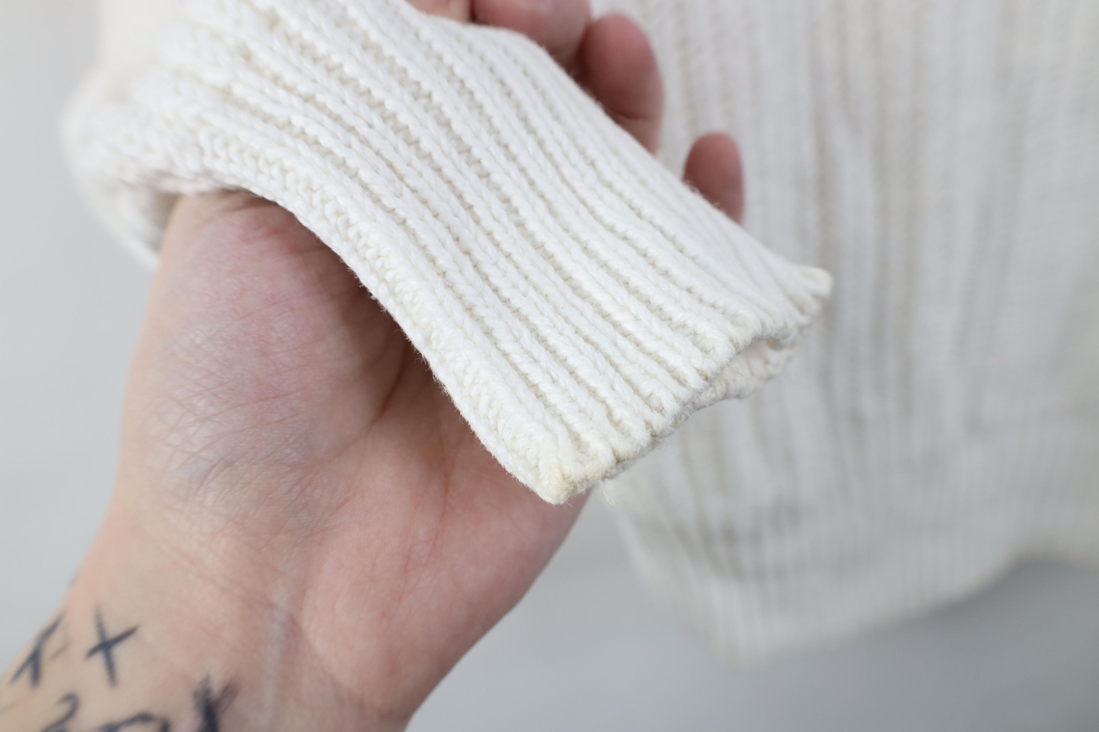 Vintage Vintage 90s Streetwear Chunky Ribbed Crewneck Sweater White Size L / US 10 / IT 46 - 5 Thumbnail