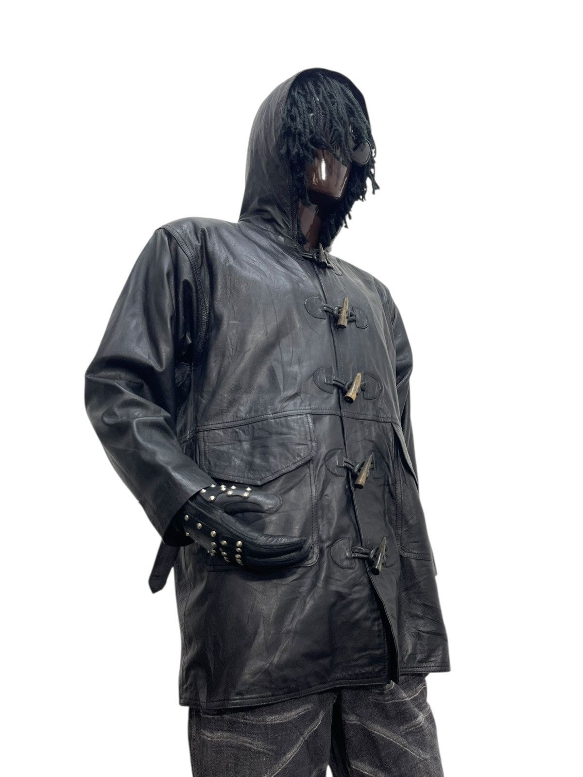 Vintage Hoodie Leather Jacket Vtg 90s Ell A Sheepskin 7🟩1 Size US L / EU 52-54 / 3 - 1 Thumbnail