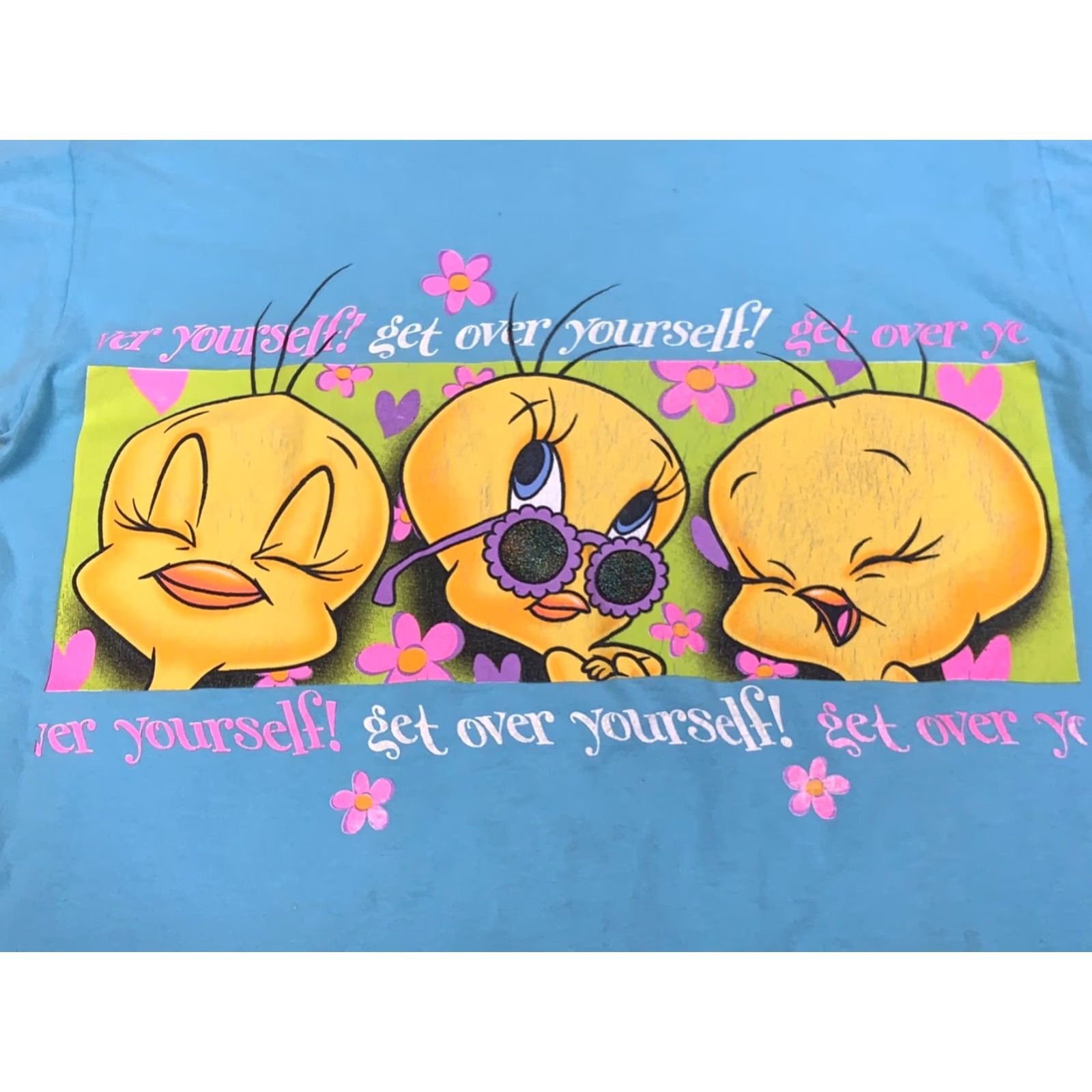 Vintage VINTAGE Looney Tunes Tweety Bird Shirt M Aqua Blue Crew Neck Cotton T-Shirt Men Regular Short Sleeve 1990s Boys Girls? Size US M / EU 48-50 / 2 - 7 Thumbnail