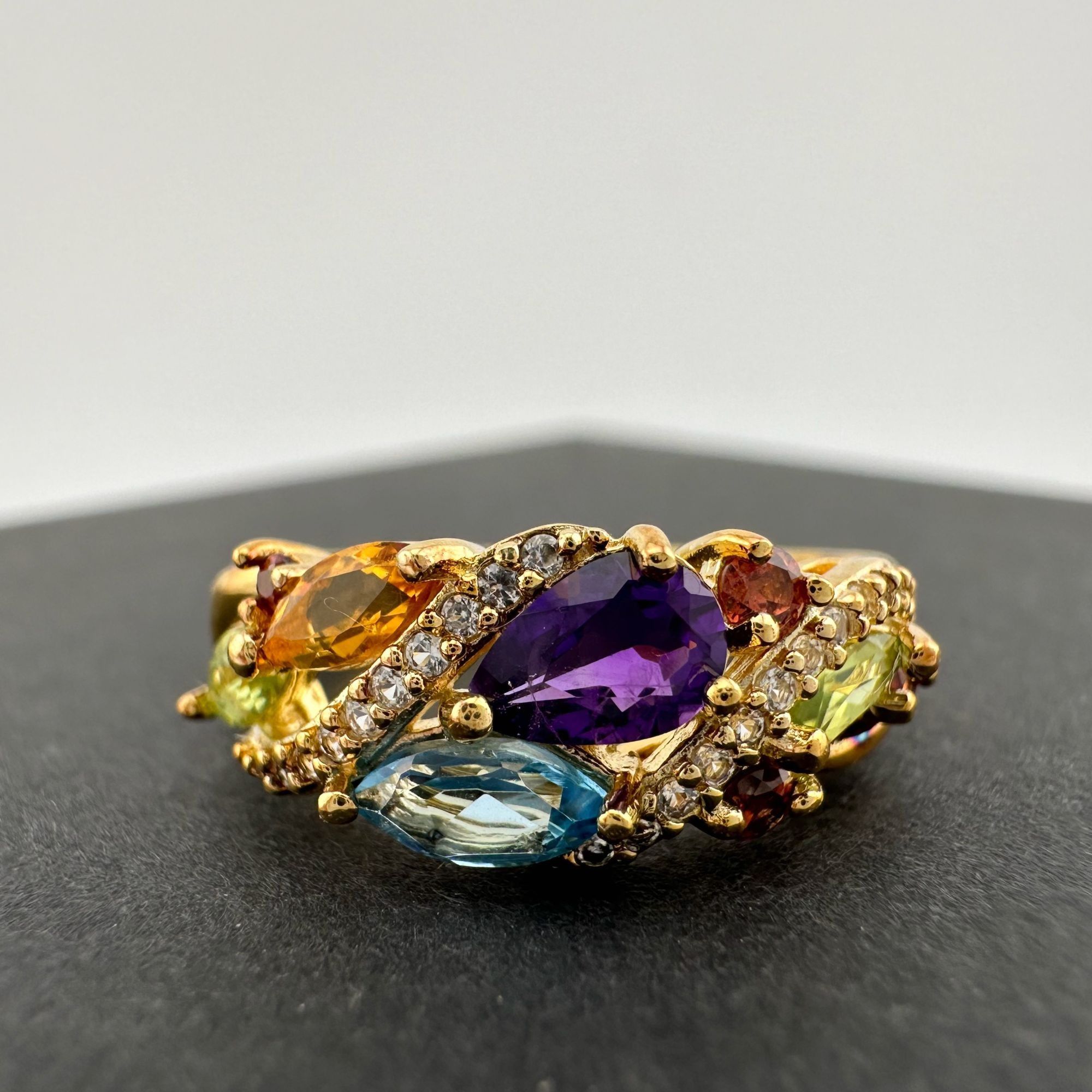 Other Colorful Gemstone Bouquet Ring in Sterling Silver Goldplate Size ONE SIZE - 11 Thumbnail