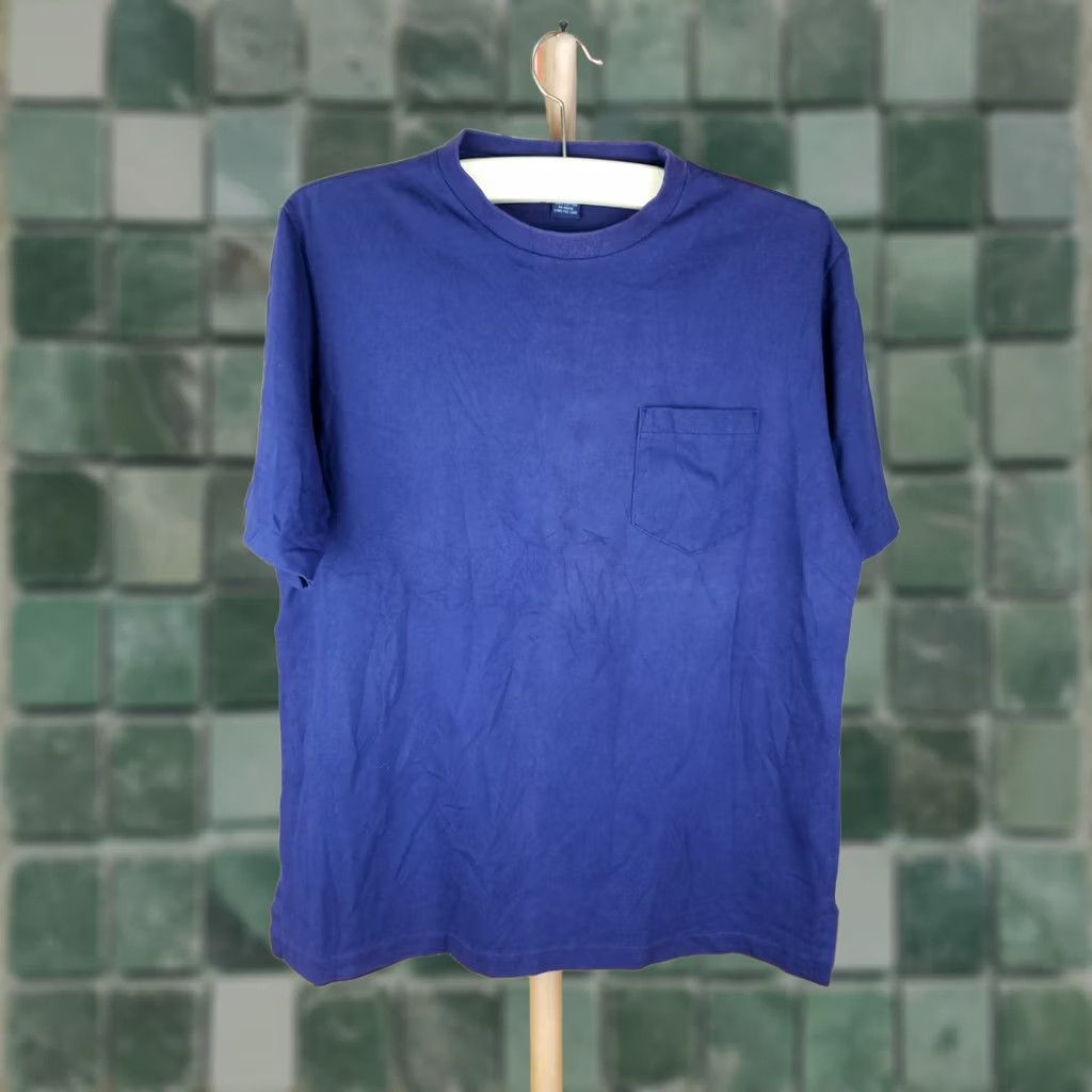 Lands' End VINTAGE Lands' End T-Shirt Navy Single Stitch Cotton One Pocket Large Mens Size US L / EU 52-54 / 3 - 1 Thumbnail