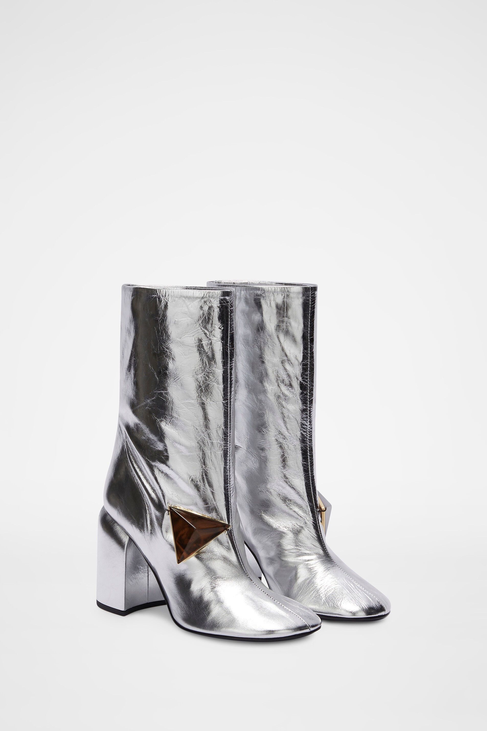 Jil Sander o1y1025 Ankle Boots in Silver Size US 5 / IT 35 - 2 Thumbnail