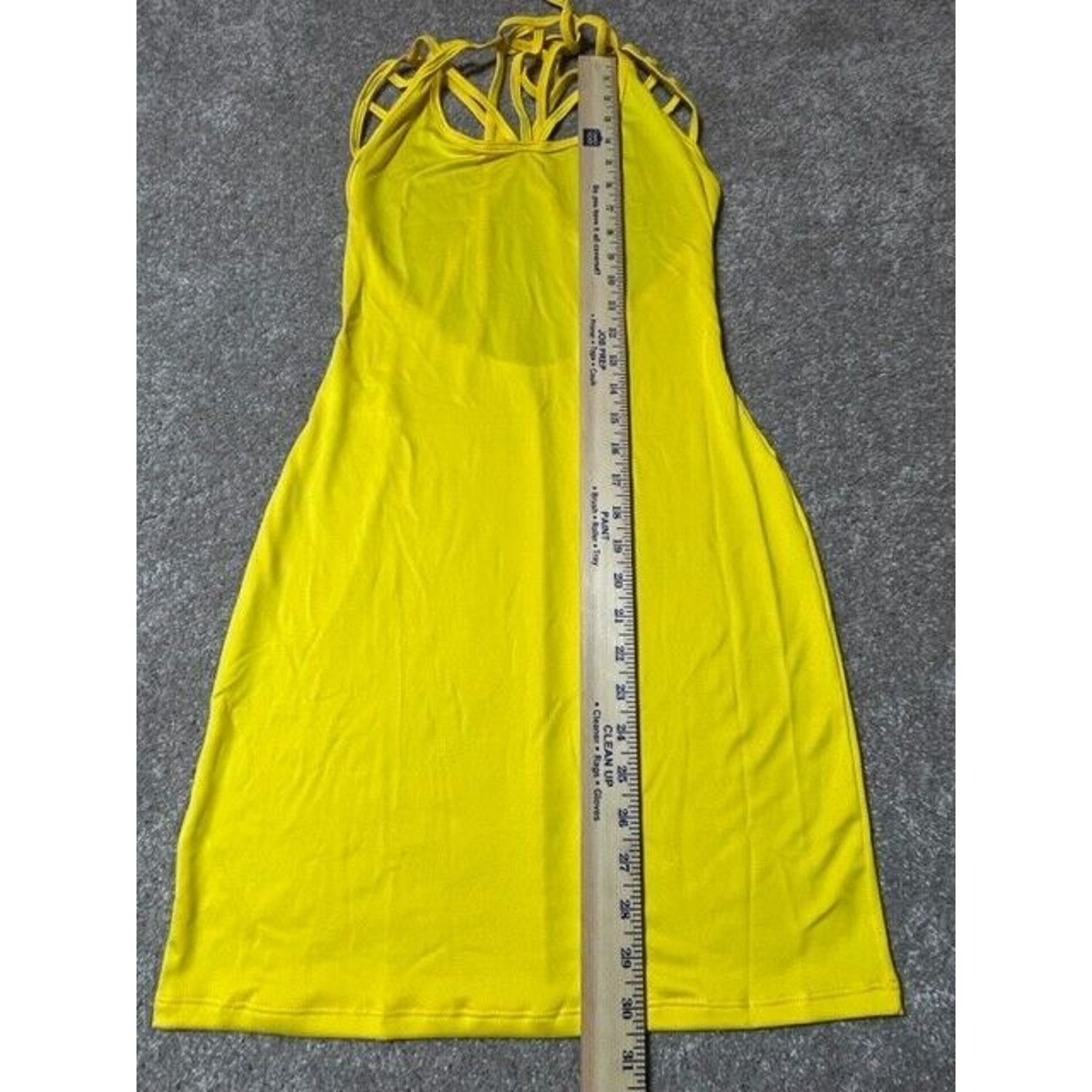 Other Mapale Dress XL Bodycon Short Length Strappy Stretch Yellow Size XL / US 12-14 / IT 48-50 - 4 Thumbnail