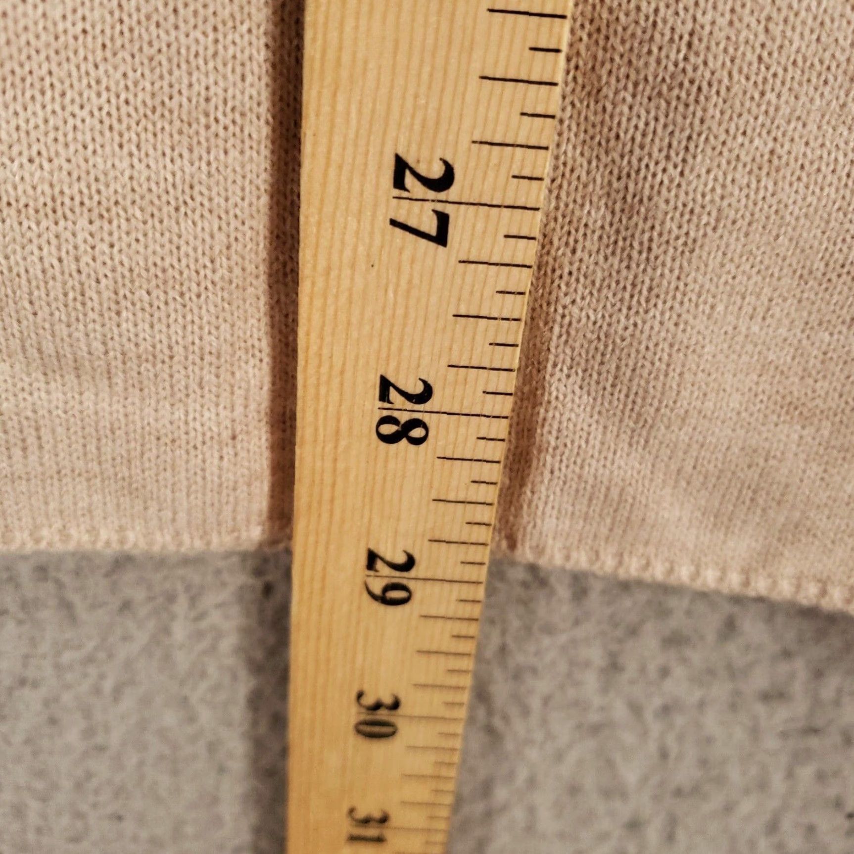 Denim & Co. Denim & Co. Sweater Women Large Beige Lightweight V-Neck Pullover Front Pockets Knit Long Sleeve Casual Womens Size L / US 10 / IT 46 - 3 Thumbnail