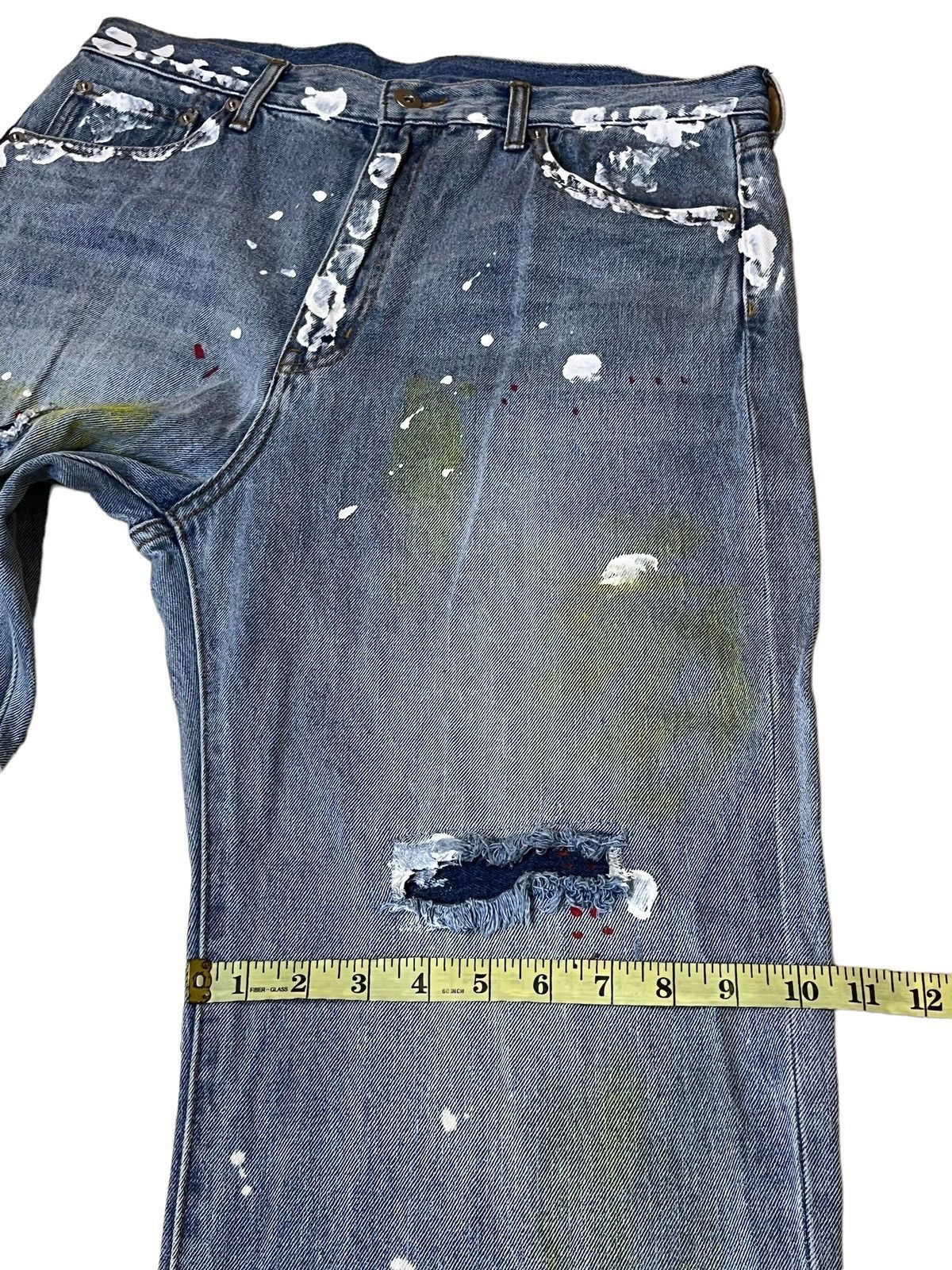 Japanese Brand BAGGY🔥🔥GALLIS ADDICTION COLOURFULL PAINT WIDE JEANS Size US 33 - 16 Thumbnail