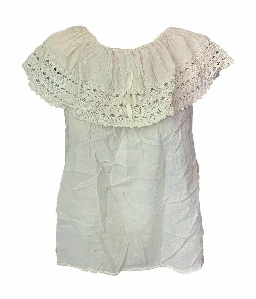 Designer New White Hand Made Bluse M Size M / US 6-8 / IT 42-44 - 1 Thumbnail