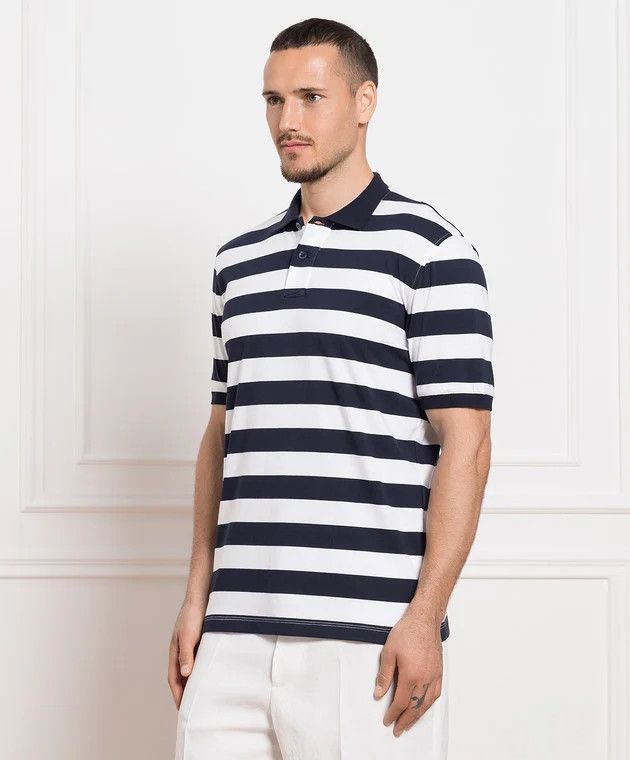 Brunello Cucinelli o1y0526 Polo Shirt in Navy Blue/White Size US S / EU 44-46 / 1 - 2 Thumbnail