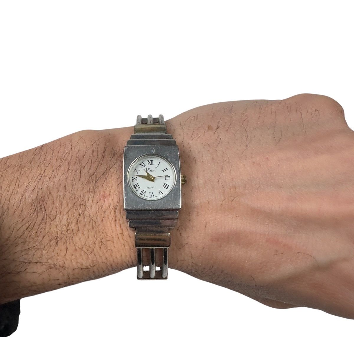 Vintage Vivani Quartz Hinged Cuff Wristwatch Silver Roman Analog VTG Size ONE SIZE - 1 Thumbnail