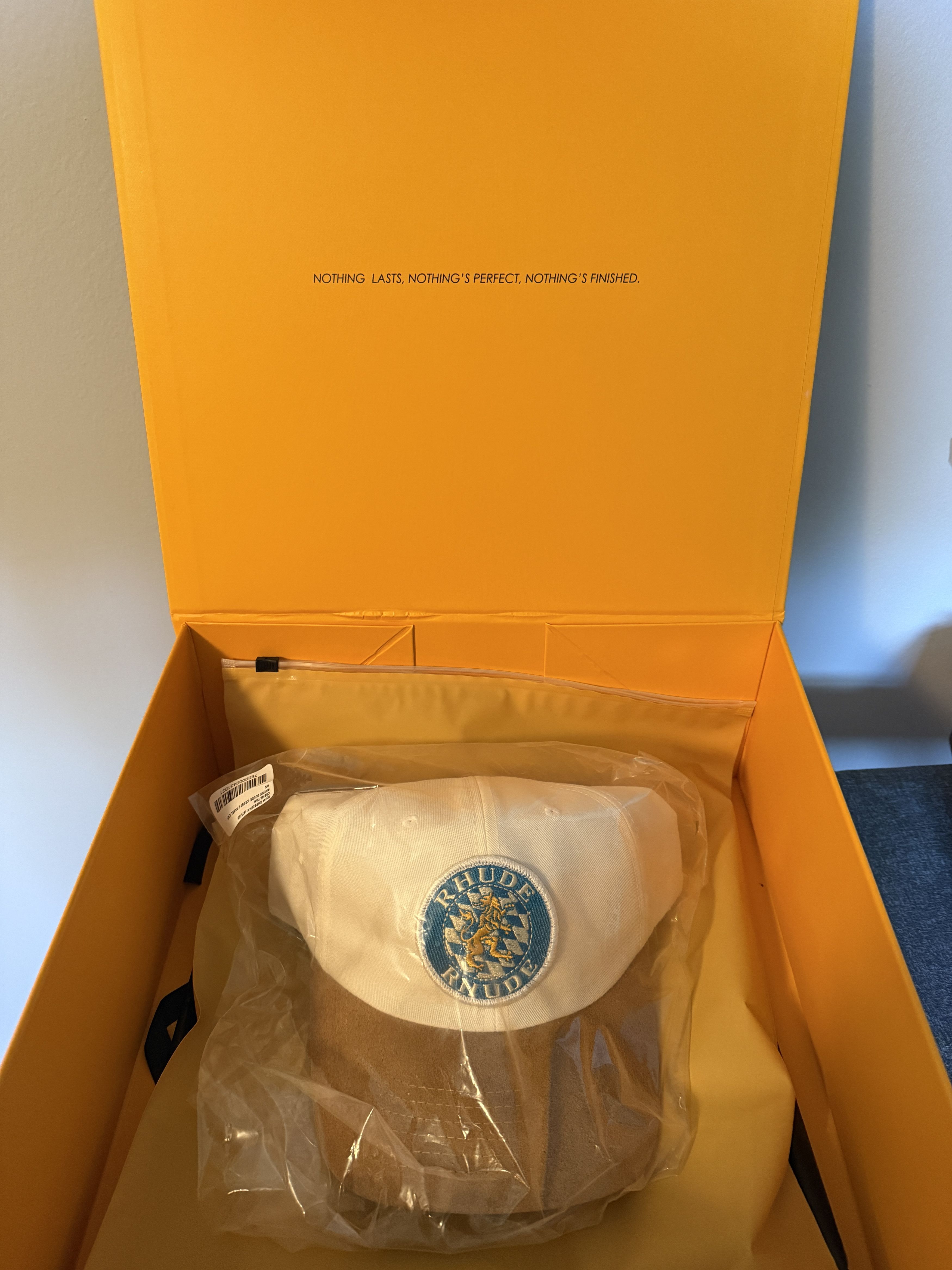 Rhude Rhude Suede Crest 6 Panel Cap - Creme/Tan Size ONE SIZE - 3 Thumbnail