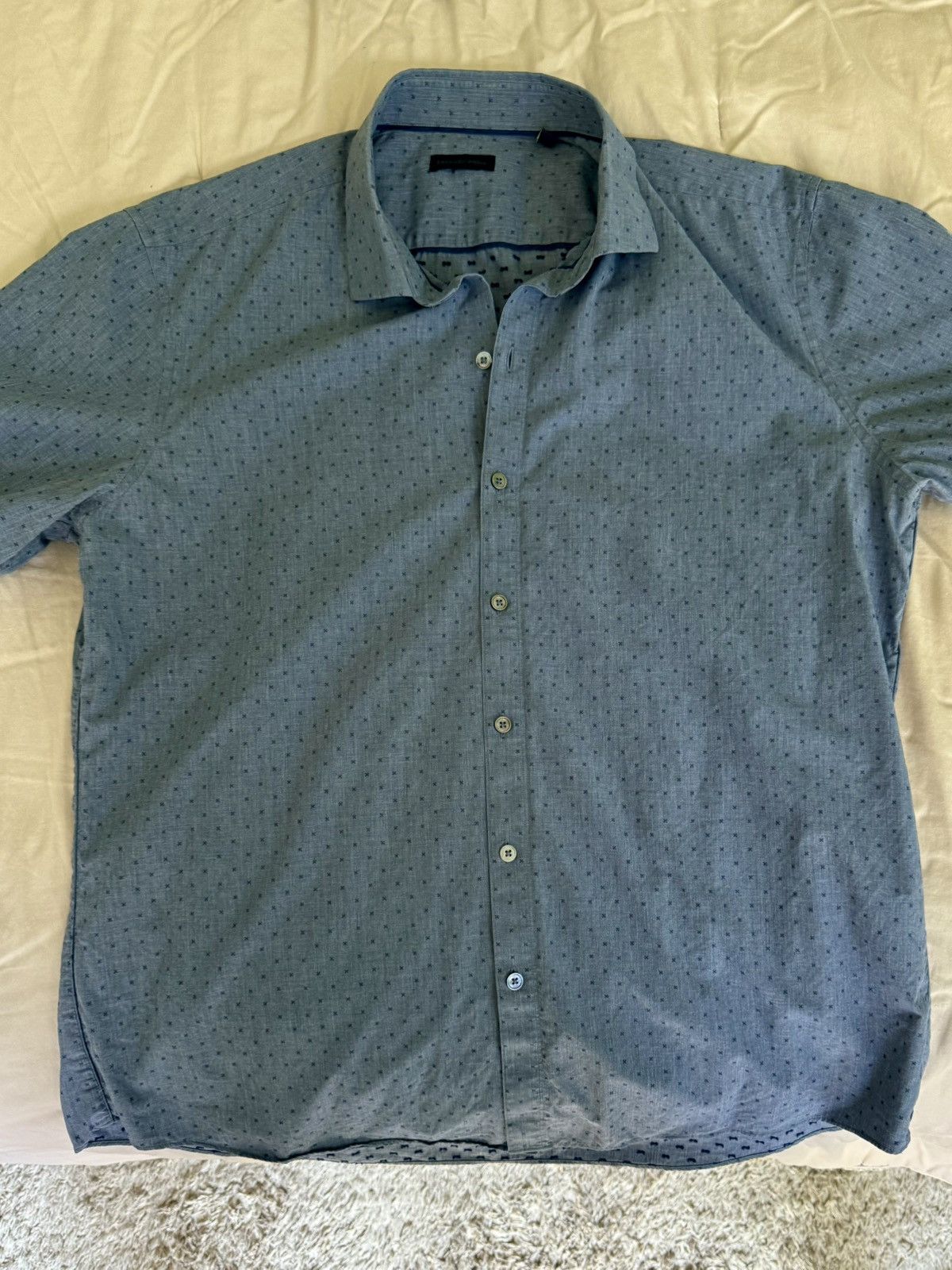 Zachary Prell Zachary Prell XL Navy Dot Short Sleeve Button-Up Size US XL / EU 56 / 4 - 4 Thumbnail