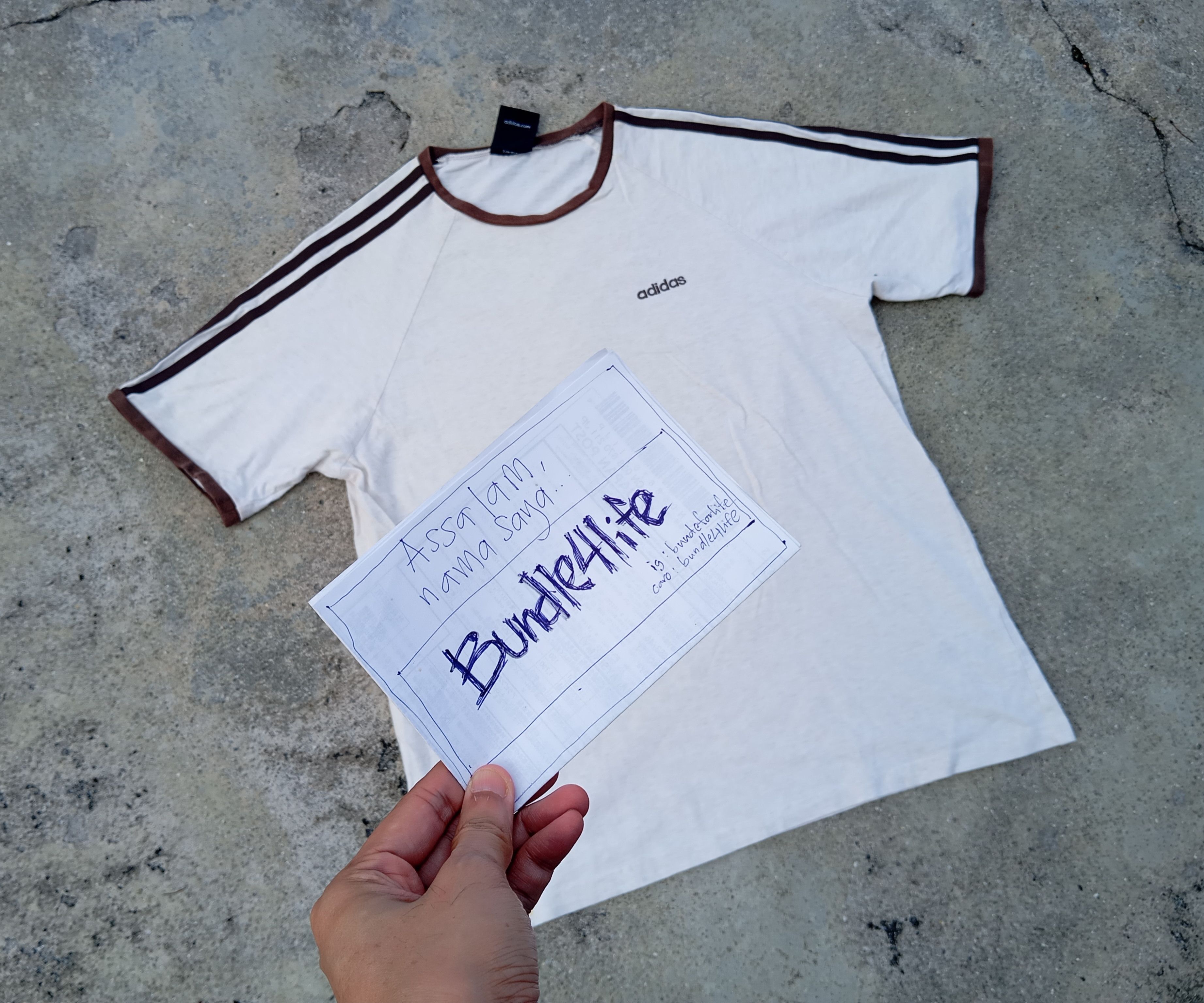 Adidas VTG y2k 2000s Adidas ringer tan/brown tshirt retro classic Size US M / EU 48-50 / 2 - 4 Thumbnail