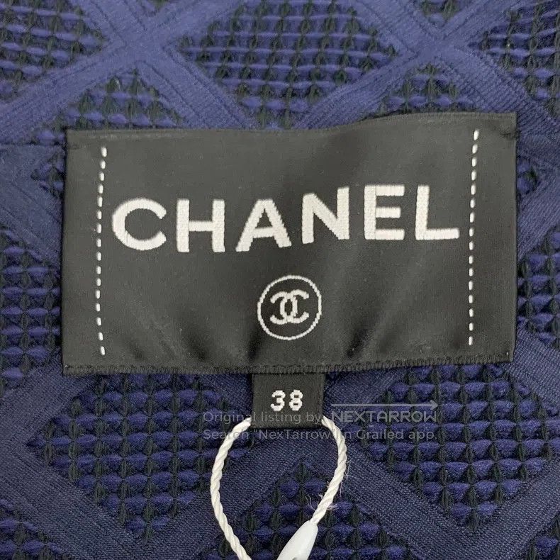 Chanel Chanel Dark blue diamond checkered stand-up collar zipper Size XS / US 0-2 / IT 36-38 - 5 Thumbnail