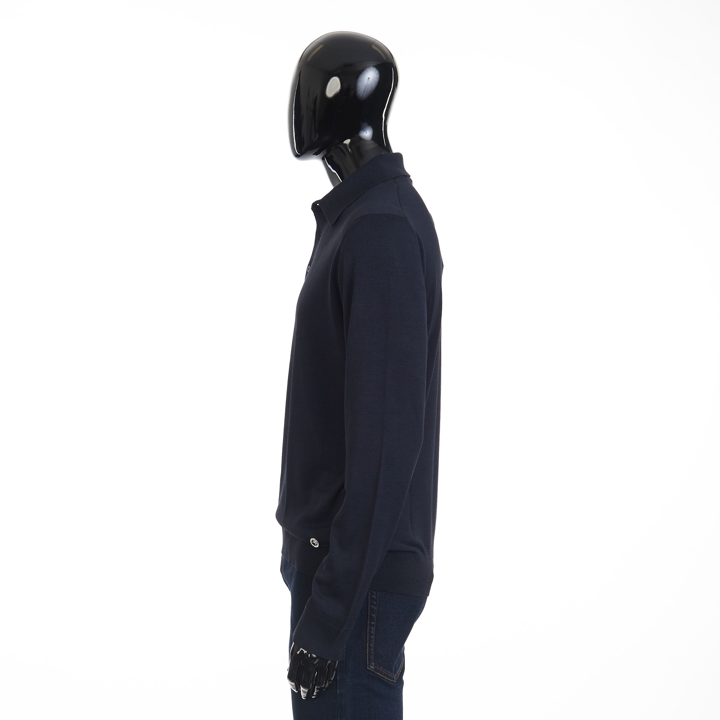 Navy Blue Longsleeve Polo Shirt - 3btn, Eagle Head Accessory