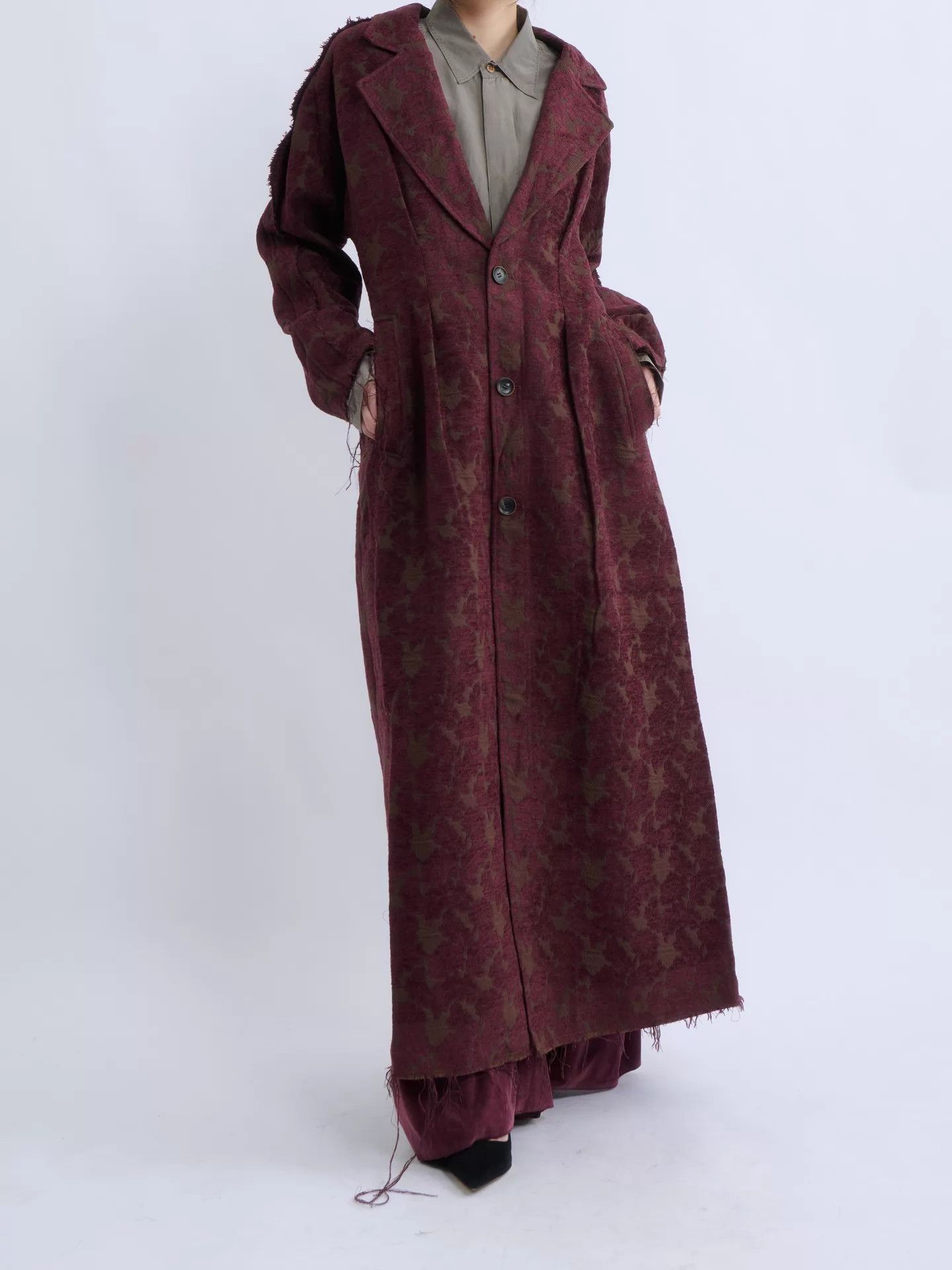 Other OUDE WAAG 21AW Deep Wine Dropped Shoulder Jacquard Coat L Size L / US 10 / IT 46 - 3 Thumbnail