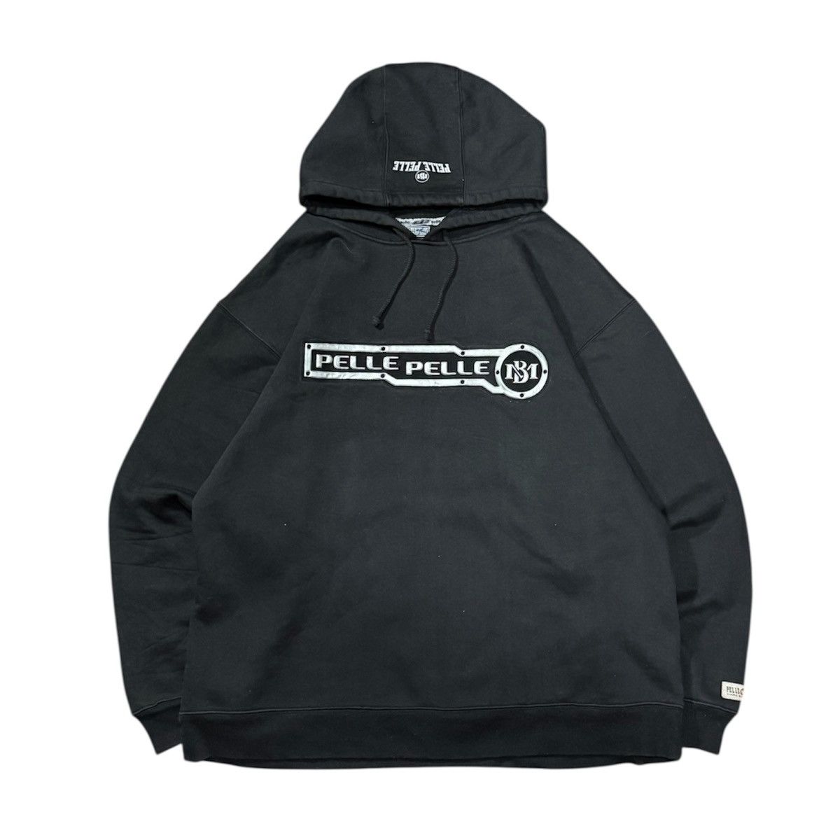 Pelle Pelle Rare Vintage 90s Pelle Pelle Hoodie Spellout Big logo Size US XL / EU 56 / 4 - 1 Thumbnail