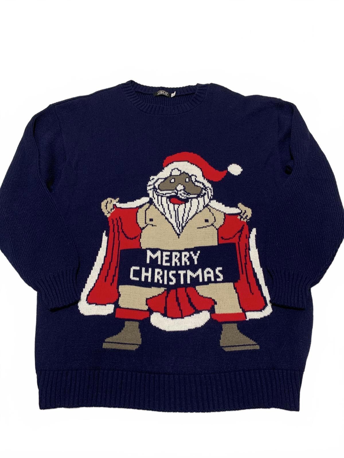 Unconditional USCO Men's XXL Navy Blue Christmas Sweater Santa Size US XXL / EU 58 / 5 - 1 Thumbnail