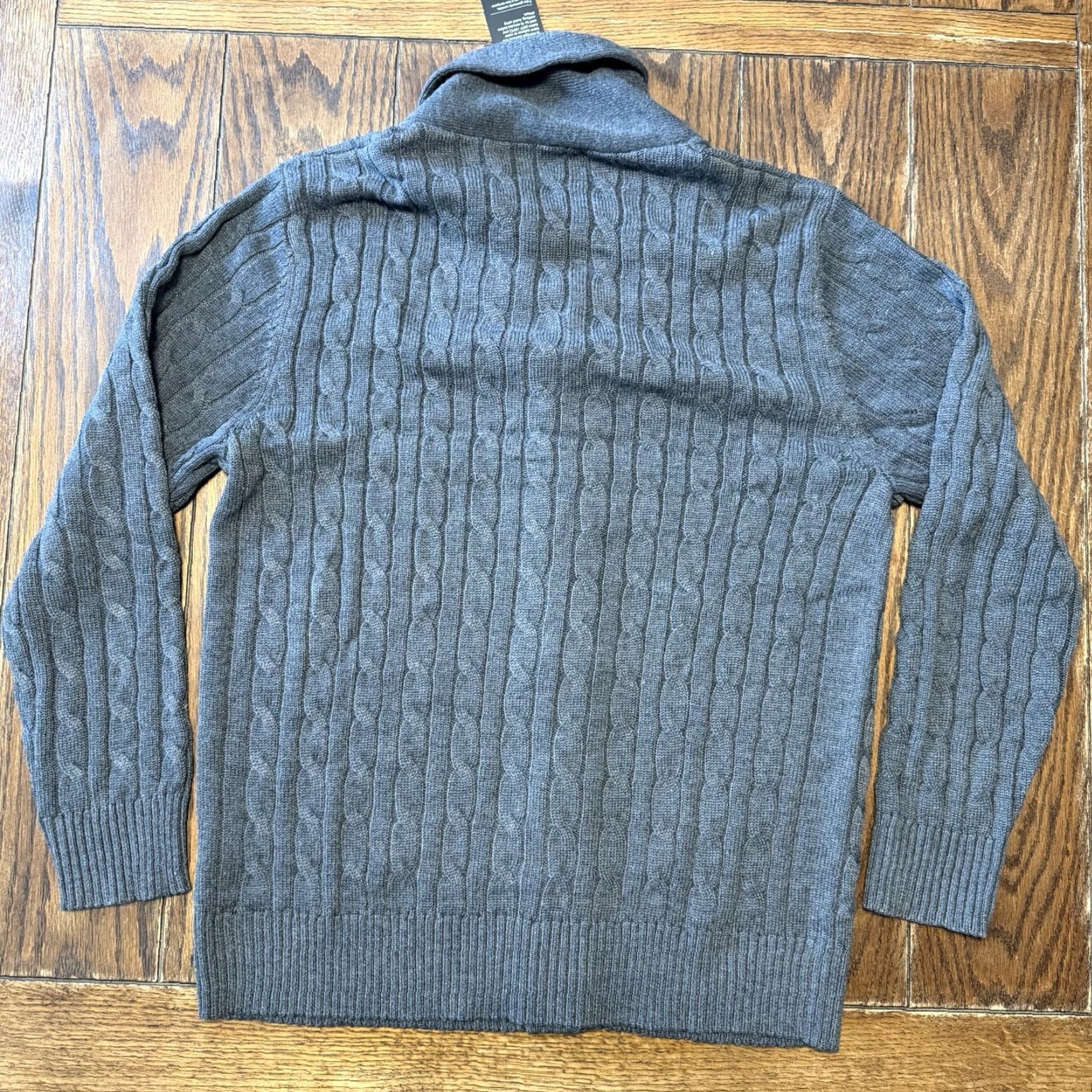 Vintage Kallspin Cardigan Sweater Mens Large Gray Fisherman Cable Knit Wool Blend New Size US L / EU 52-54 / 3 - 6 Thumbnail
