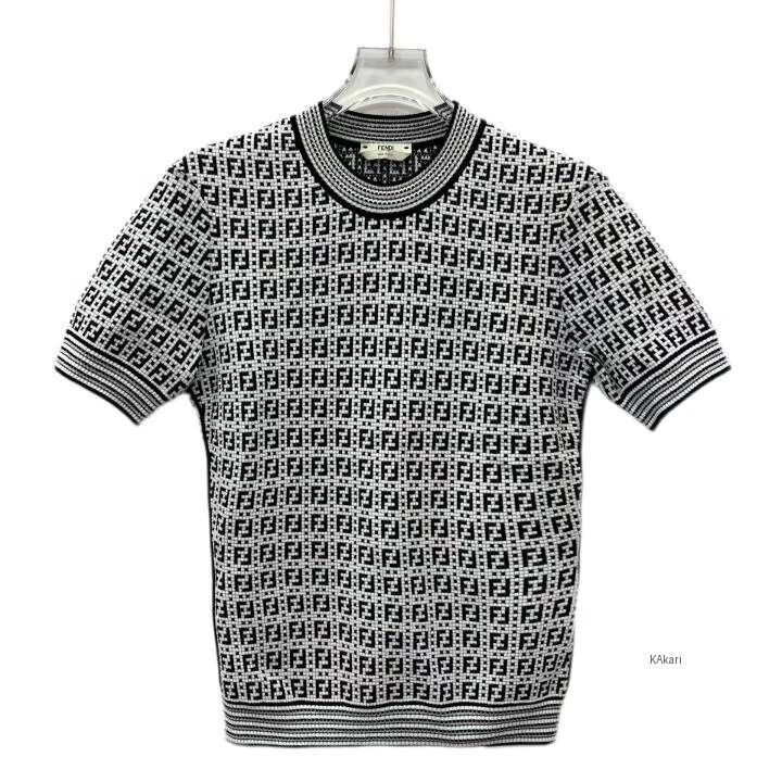 Fendi Fendi Logo All-over Print Crewneck Knit Size US XXS / EU 40 - 1 Thumbnail