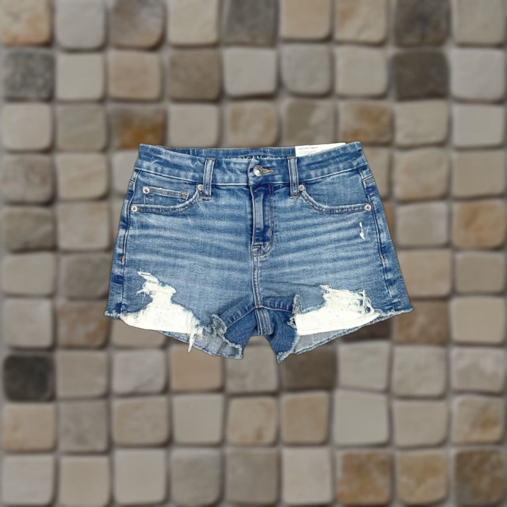 American Eagle Outfitters American Eagle Outfitters Curvy High Rise Shorts Womens 0 Blue Distressed New Size 25" / US 0 / IT 36 - 1 Thumbnail
