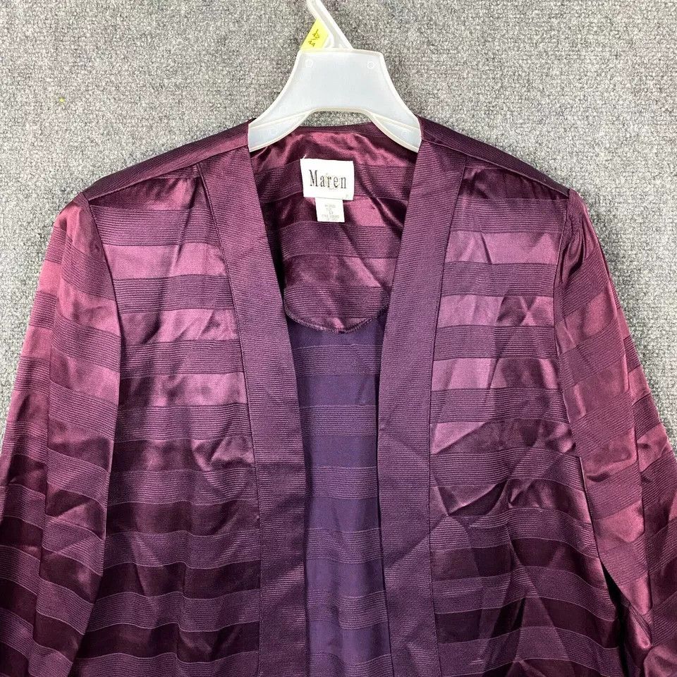 Vintage Vintage Maren Blazer Jacket Women's 12 Purple Acetate Blend Size XL / US 12-14 / IT 48-50 - 2 Thumbnail