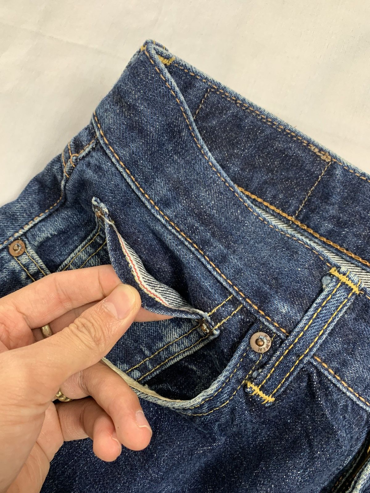 Edwin Vintage edwin selvedge raw jeans distres Size US 31 - 7 Thumbnail