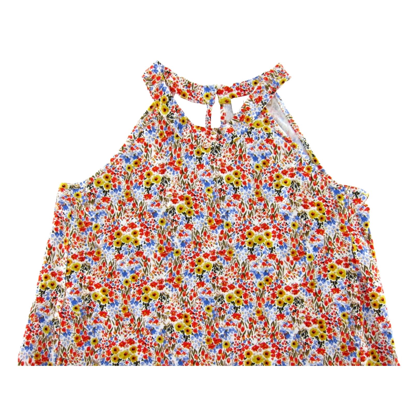 Ann Taylor VINTAGE Ann Taylor Red Blue Yellow Floral Jersey Stretch Sleeveless Tunic Sun Dress XSP Size XS / US 0-2 / IT 36-38 - 4 Thumbnail