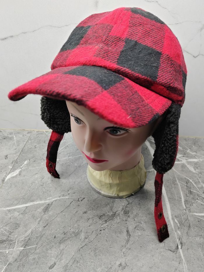 Japanese Brand Vintage Flannel Earflap Cap Hat Size ONE SIZE - 2 Thumbnail