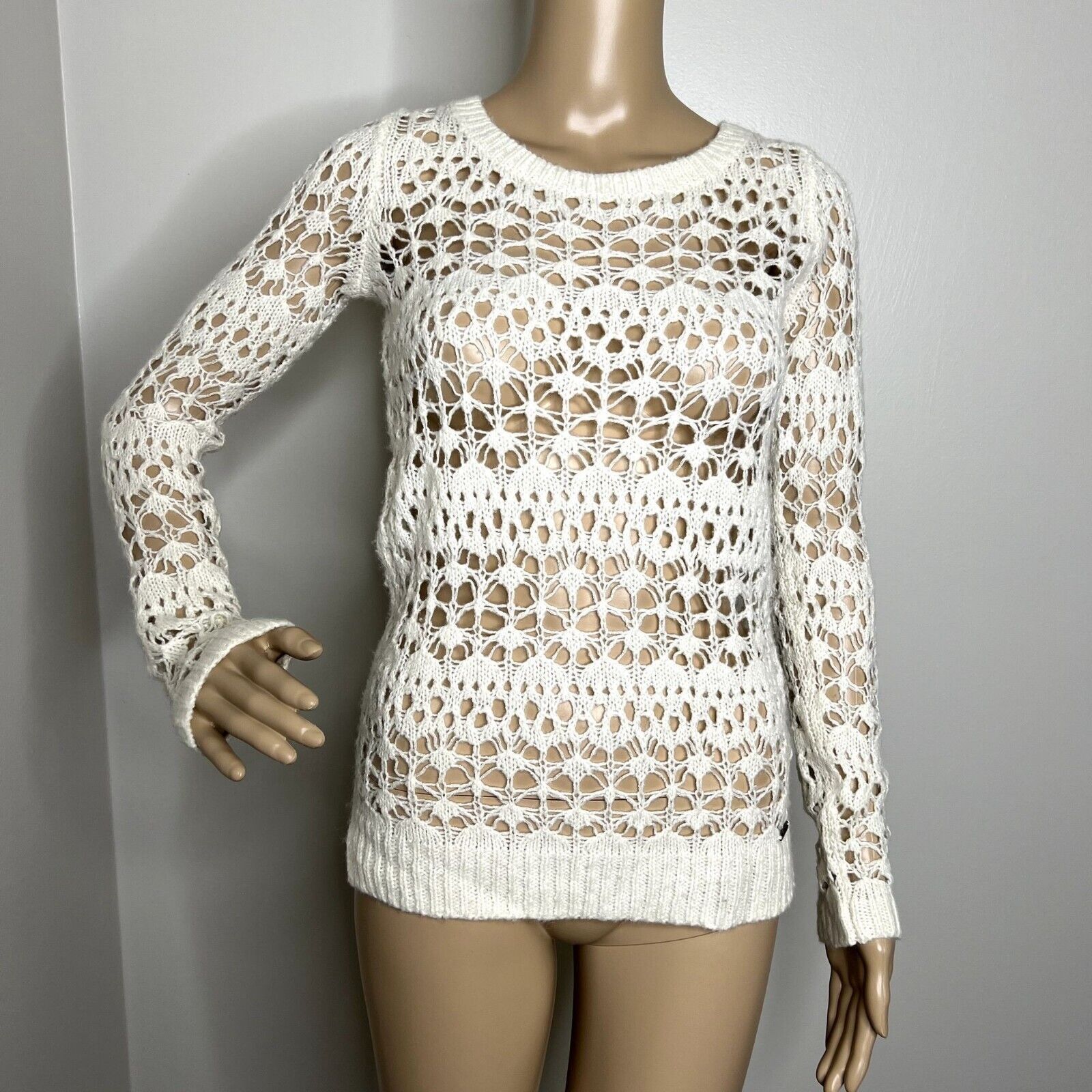 Hollister Hollister Wool Cream Knitted Crewneck Sweater Size XS / US 0-2 / IT 36-38 - 8 Thumbnail