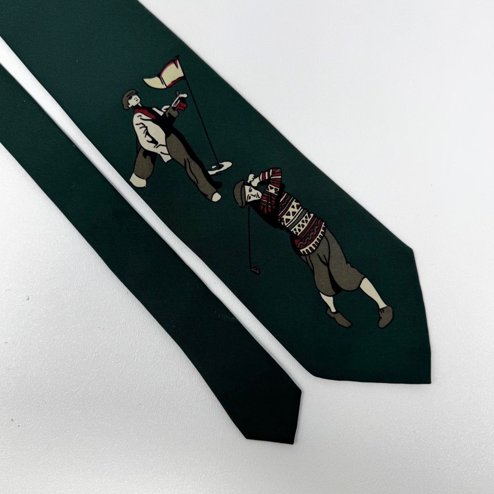 Polo Ralph Lauren VINTAGE Polo Ralph Lauren Tie Green Golf Scene Graphic Silk 100% Silk Made in USA Men One Size Classic Tie Mens Size US M / EU 48-50 / 2 - 2 Thumbnail