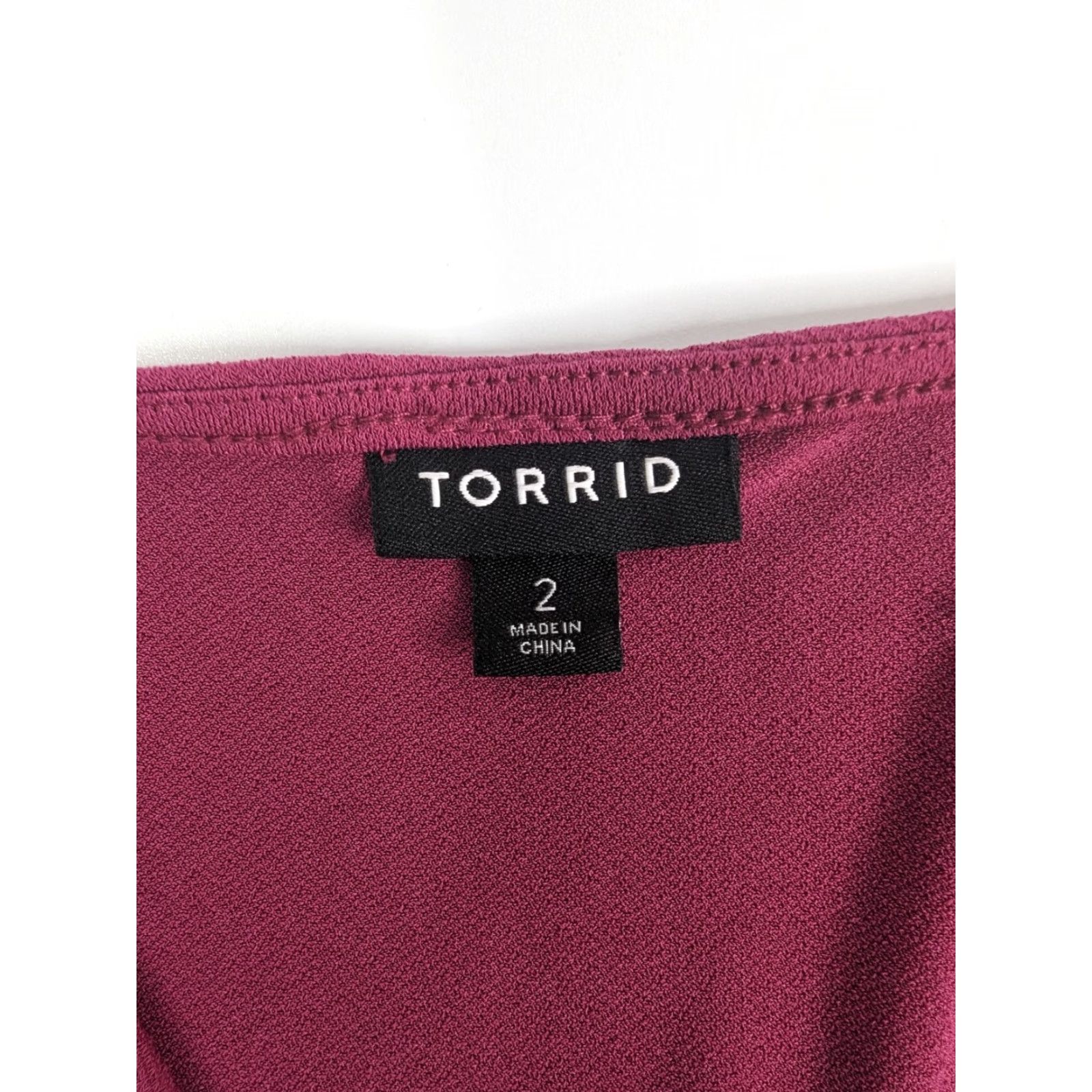 Torrid Torrid Boysenberry Mini Wrap Dress V-Neck Short Sleeve Tie 2 Plus size Womens Size XS / US 0-2 / IT 36-38 - 6 Thumbnail