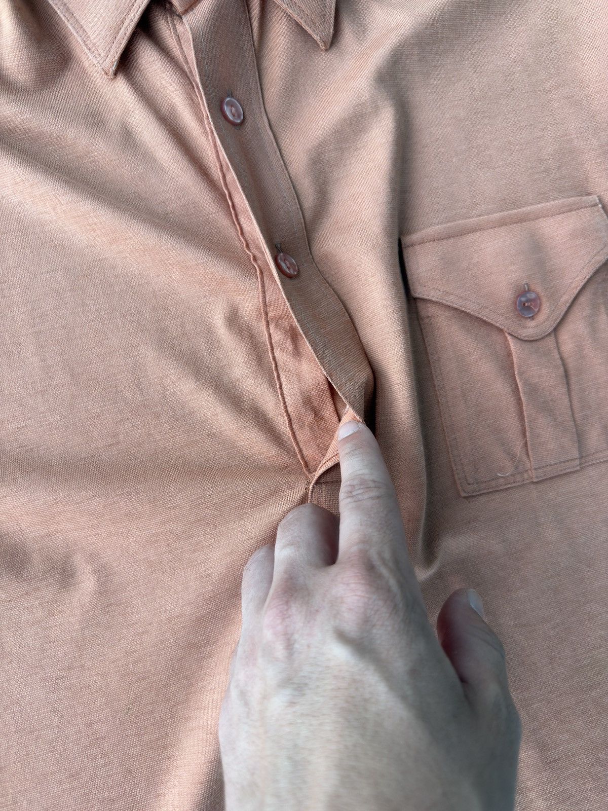 Vintage Vintage 80s Light Orange Thin Button Up short Sleeve Polo Size US L / EU 52-54 / 3 - 5 Thumbnail