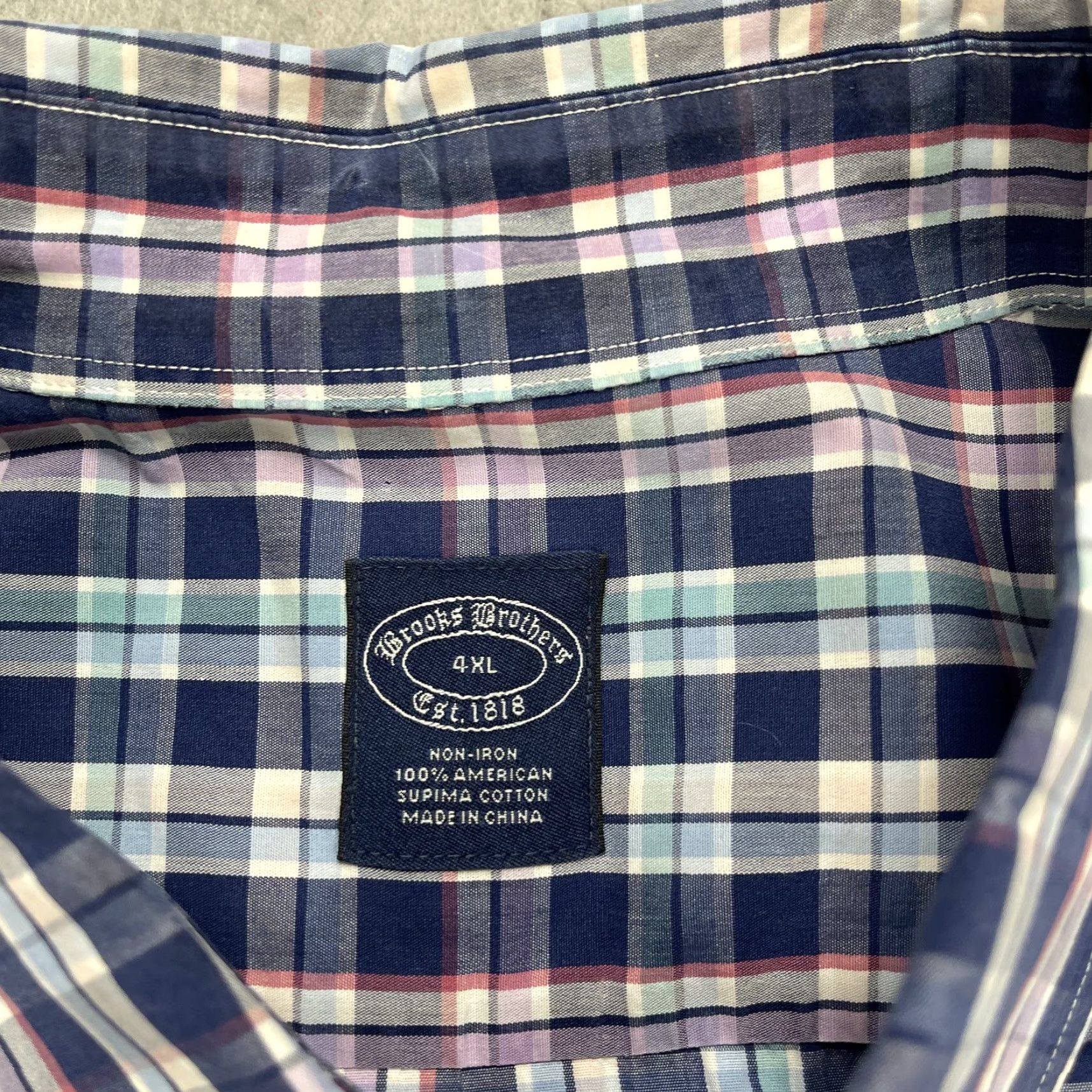 Brooks Brothers Brooks Brothers Shirt Mens 4XL Blue Plaid 100% Cotton Long Sleeve Button-Up Casual Size US XXL / EU 58 / 5 - 4 Thumbnail