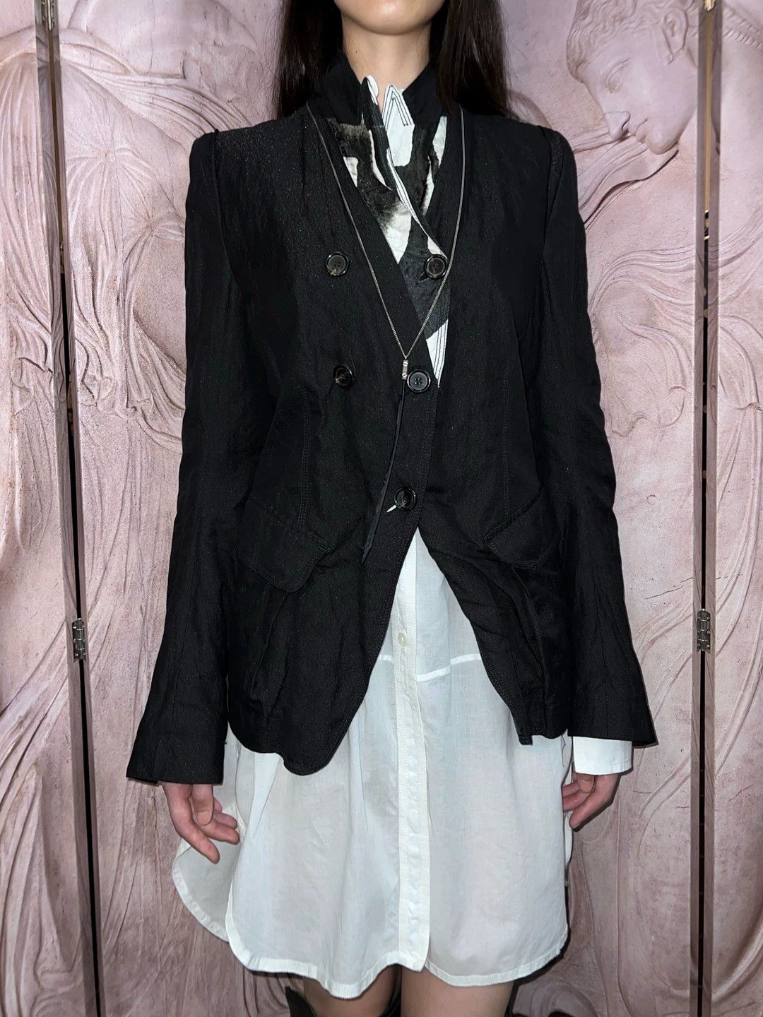 Ann Demeulemeester Ann Demeulemeester 2011ss Pleated Wool Blz Vintage Size XS / US 0-2 / IT 36-38 - 2 Thumbnail
