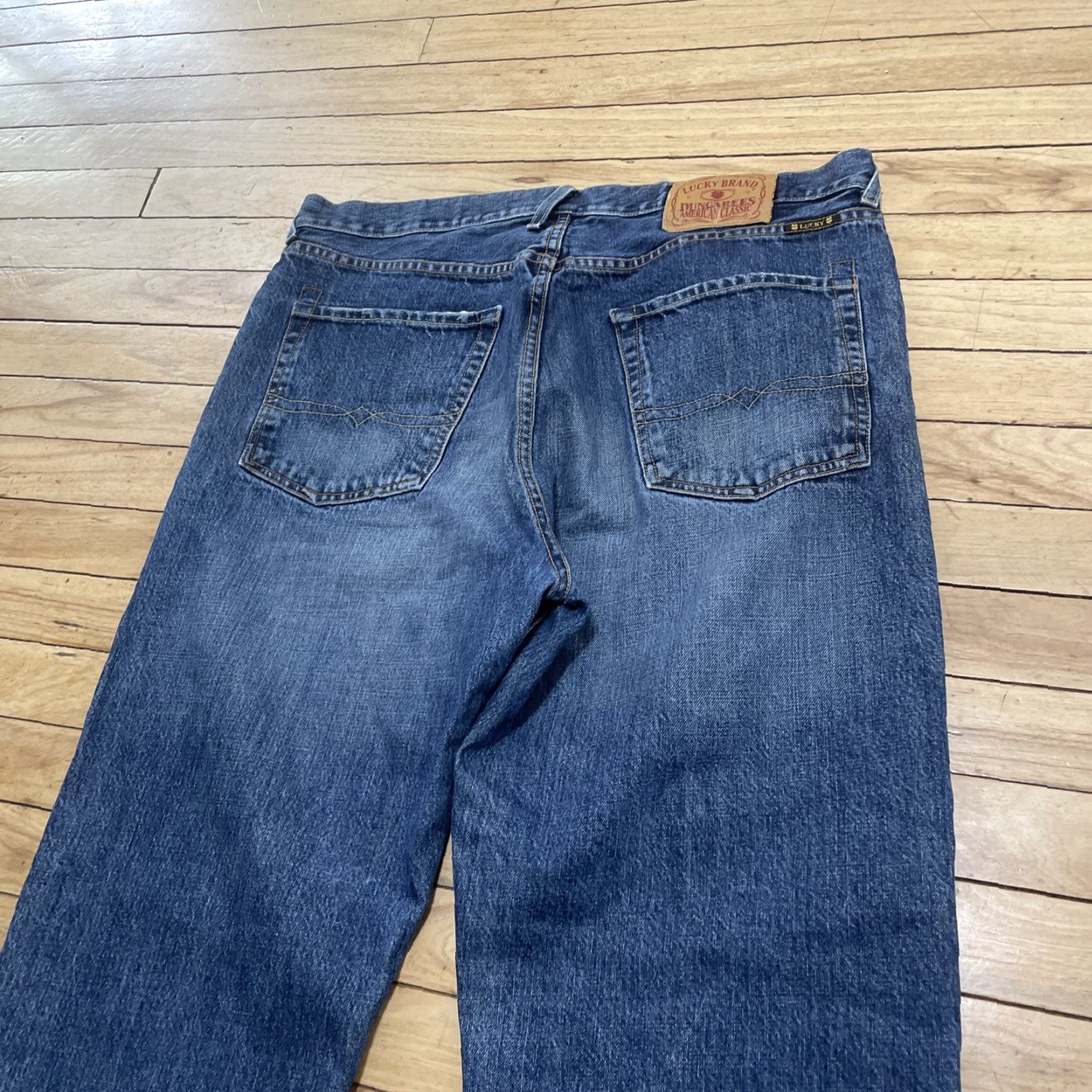 Lucky Brand VINTAGE Lucky Brand Jeans 36 X 32 Straight Rivet Fly Made USA Dungarees TV Movie Men Jeans Blue 5-Pocket Design USA Theme Y2K Streetwear Whiskers Mens Size US 36 / EU 52 - 5 Thumbnail
