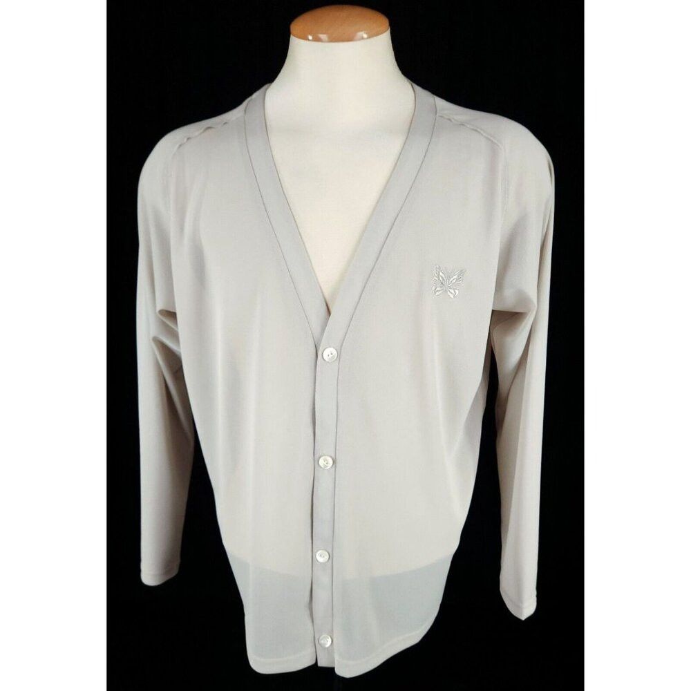 Needles Poly Mesh V-Neck Cardigan in Taupe Size M New