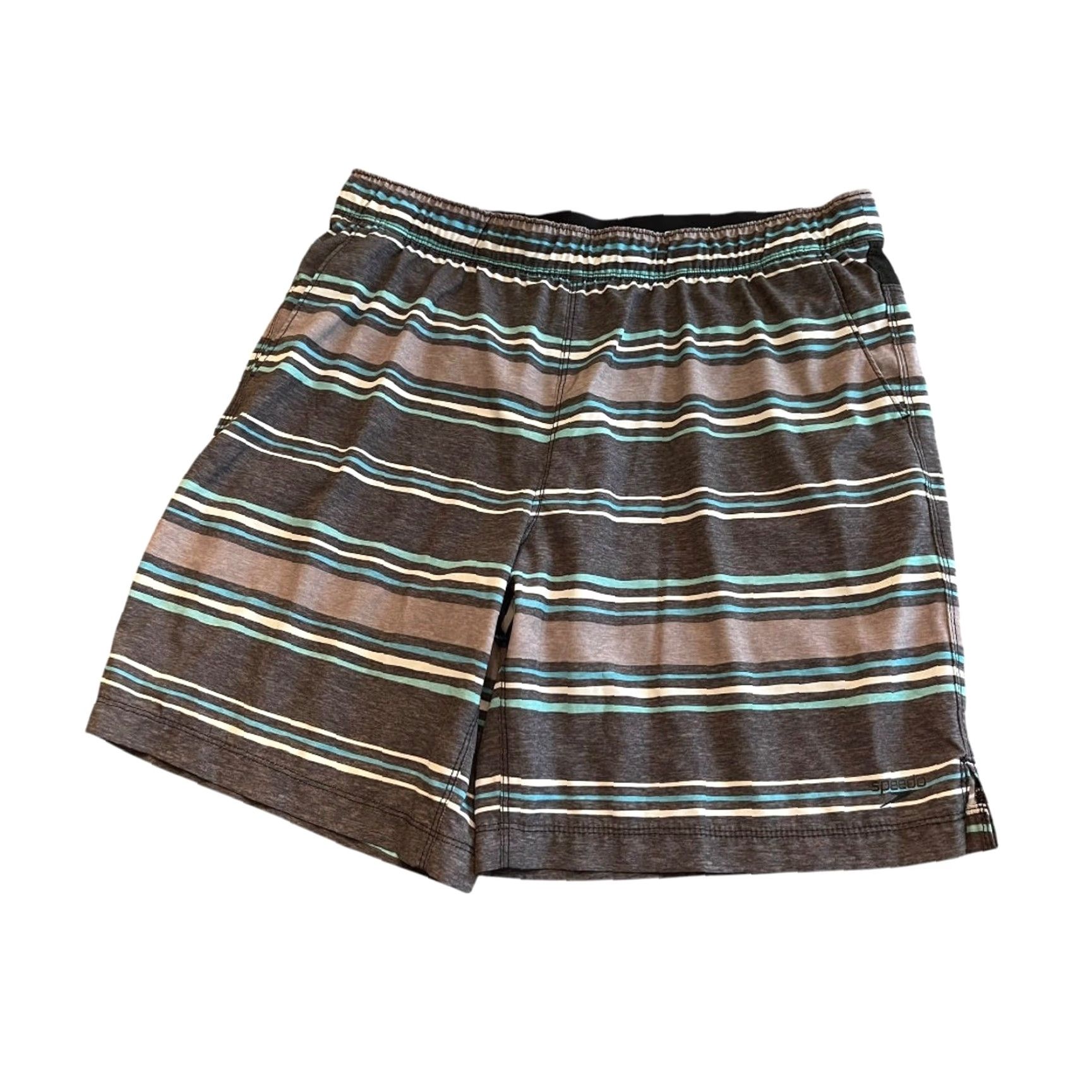 Speedo Speedo Shorts Striped Board Drawstring Gray Blue Mens Swim Large Size US 33 - 2 Thumbnail