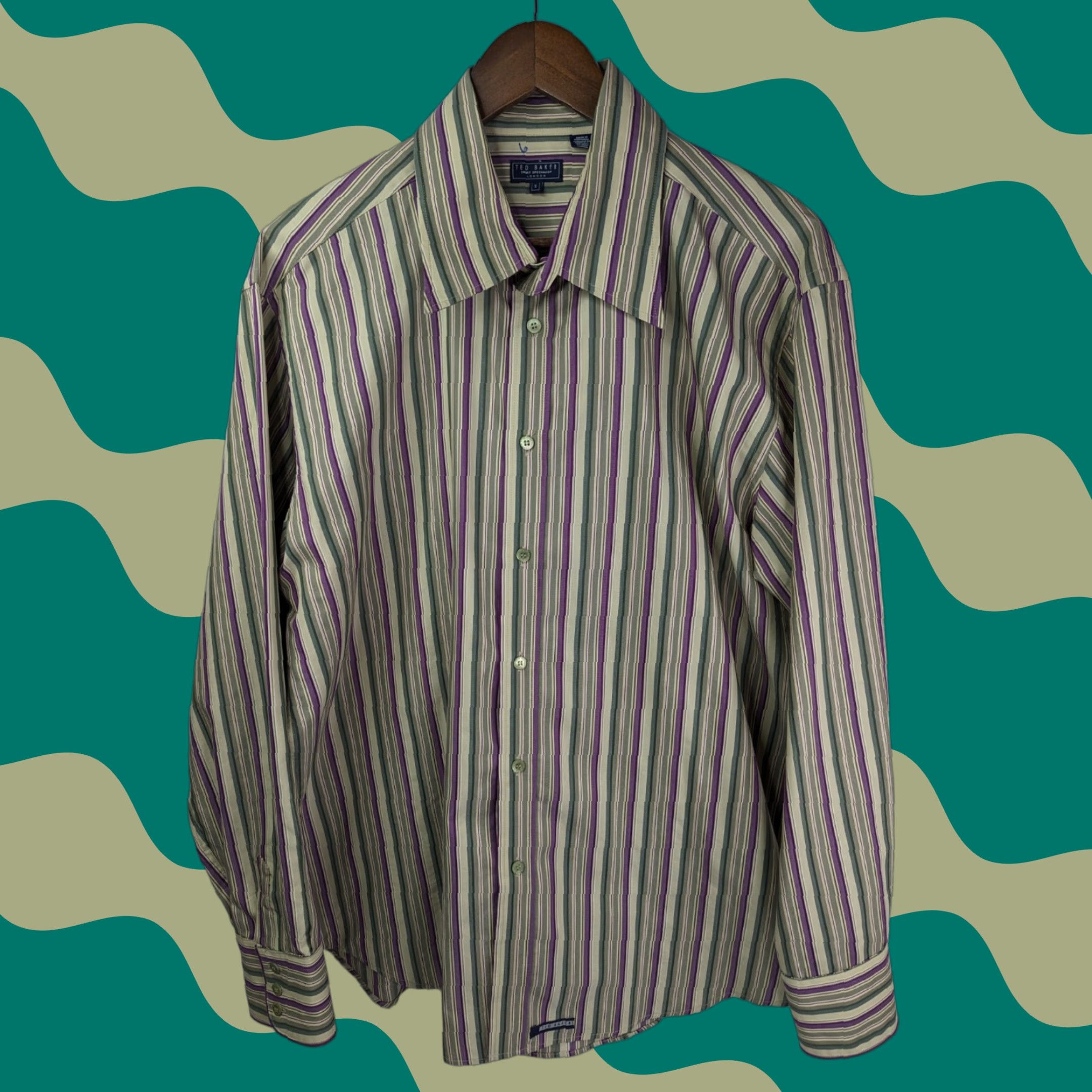 Ted Baker Ted Baker Specialist London Men's Shirt Button-Up Long Sleeve Striped Size 5 Multicolor Cotton Size US S / EU 44-46 / 1 - 1 Thumbnail