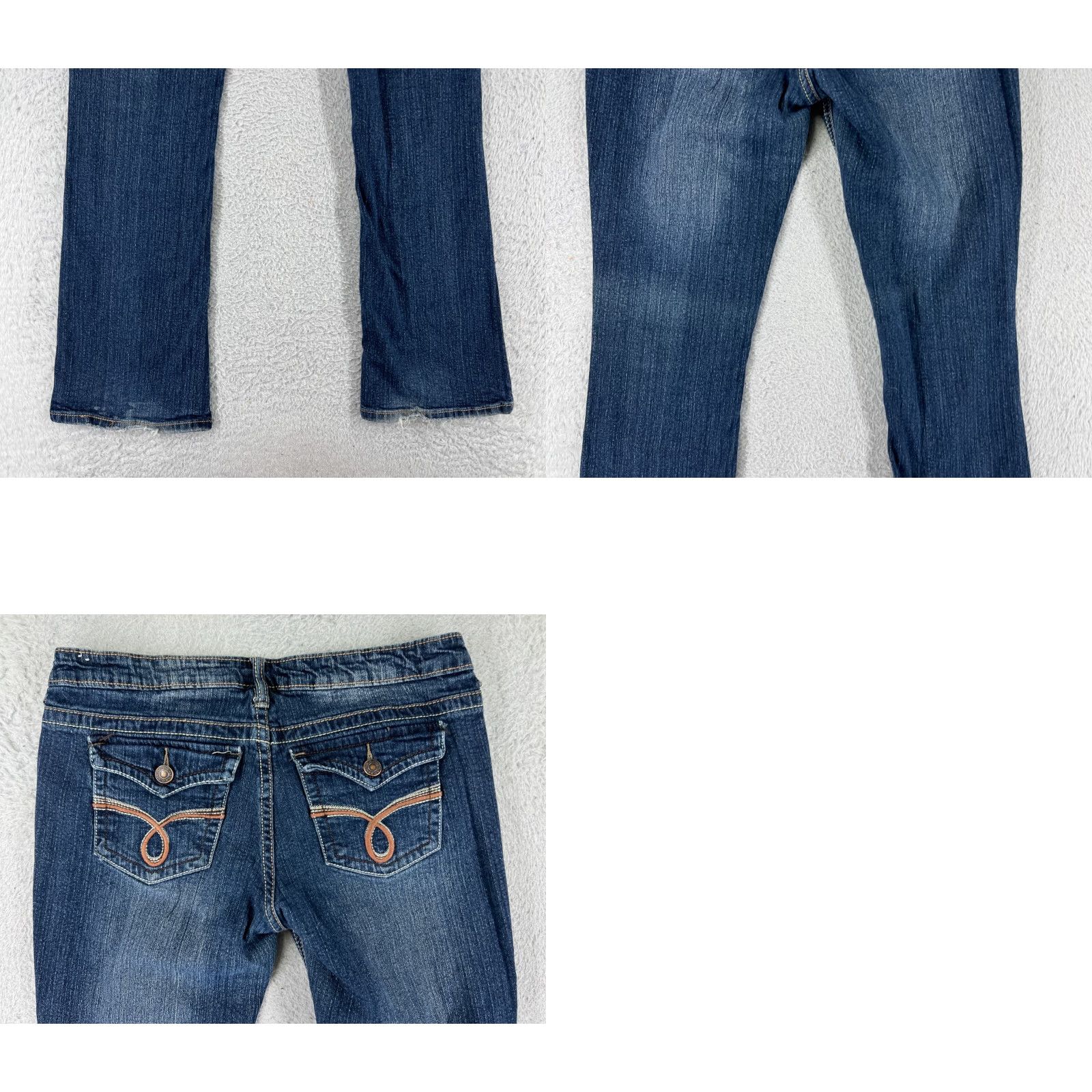 Vintage Rue 21 Jeans Womens Slim Bootcut Denim Blue 7 Moderate Wash Cotton Stretch Five-Pocket Rise Low Womens jeans Size 28" / US 6 / IT 42 - 10 Thumbnail