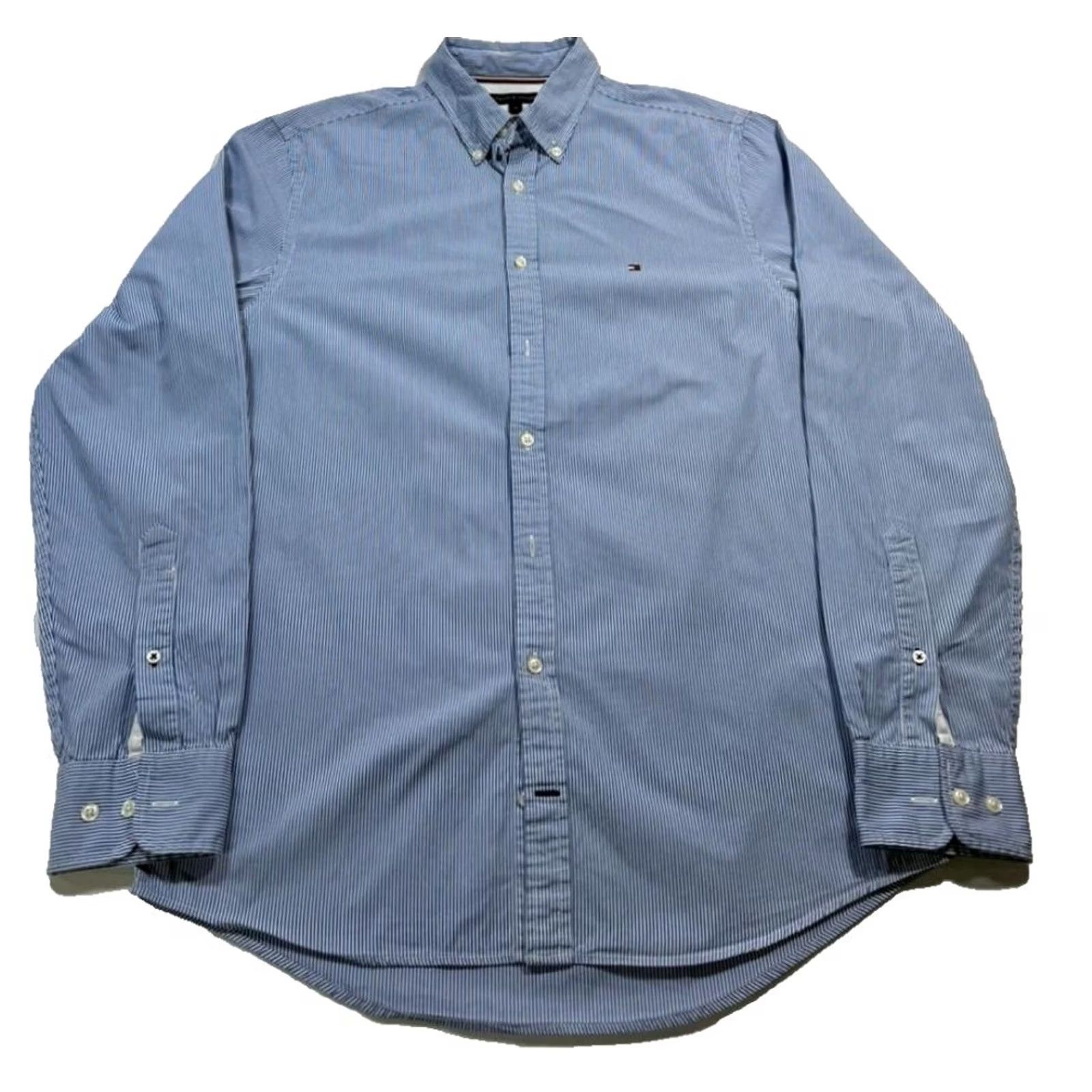 Tommy Hilfiger Tommy Hilfiger Men'S Blue White Micro Stripe Easy Care Regular Fit Shirt M Size US M / EU 48-50 / 2 - 2 Thumbnail